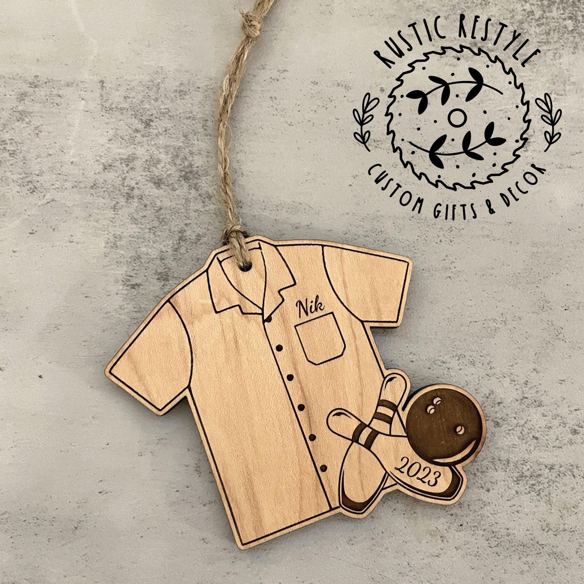 Bowling Christmas Ornament, Personalized bowling shirt with pins Ornamnet