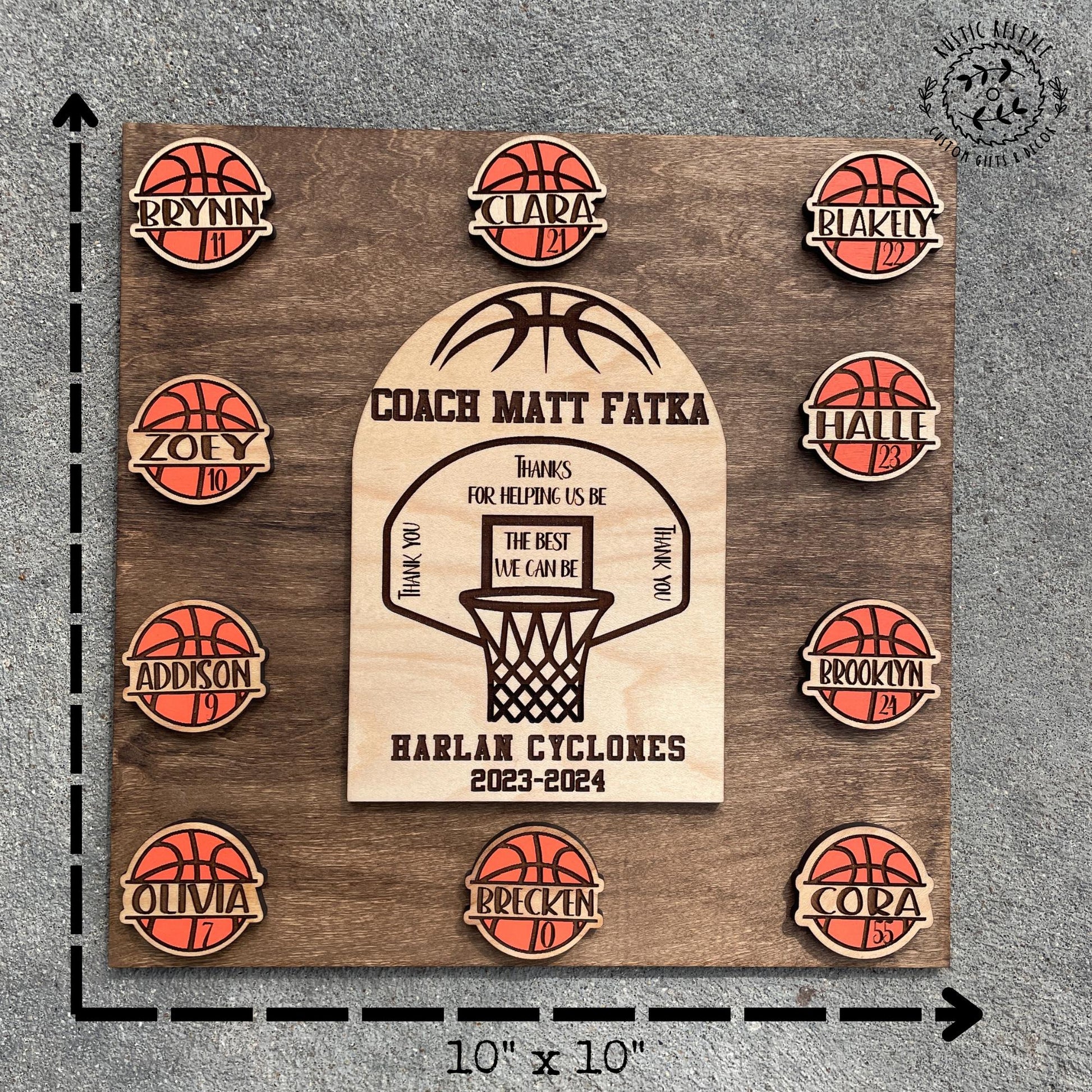 Personalized Basketball Coach's Plaque, Thanks For A Great Season Award, Coach's Thank You Gift