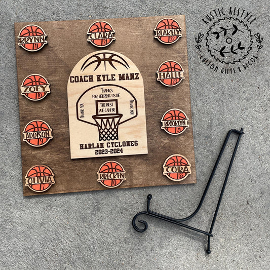 Personalized Basketball Coach's Plaque, Thanks For A Great Season Award, Coach's Thank You Gift