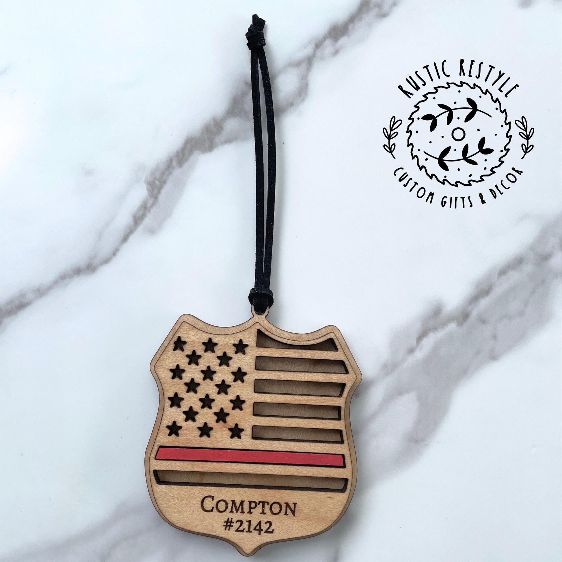 First responder Ornaments, Firemen, and Law enforcement with a red or blue line