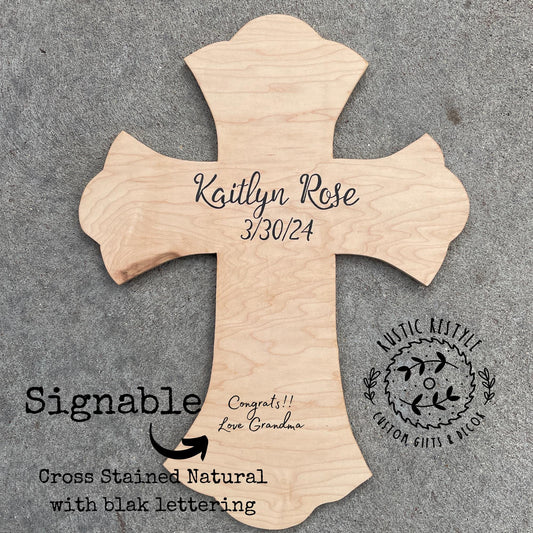 God Bless Personalized wooden cross, Baptism and confirmation sign-able crosses