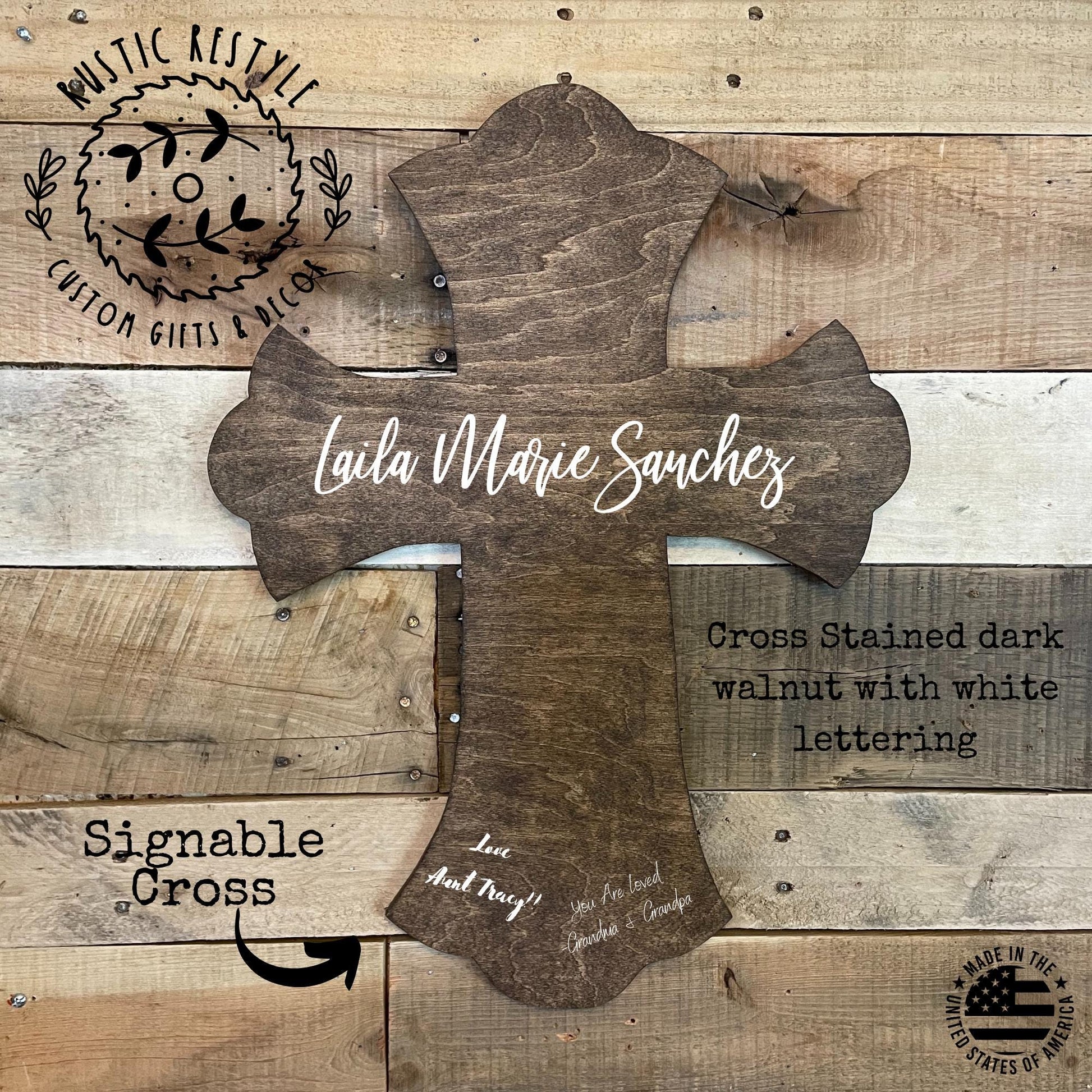 God Bless Personalized wooden cross, Baptism and confirmation sign-able crosses
