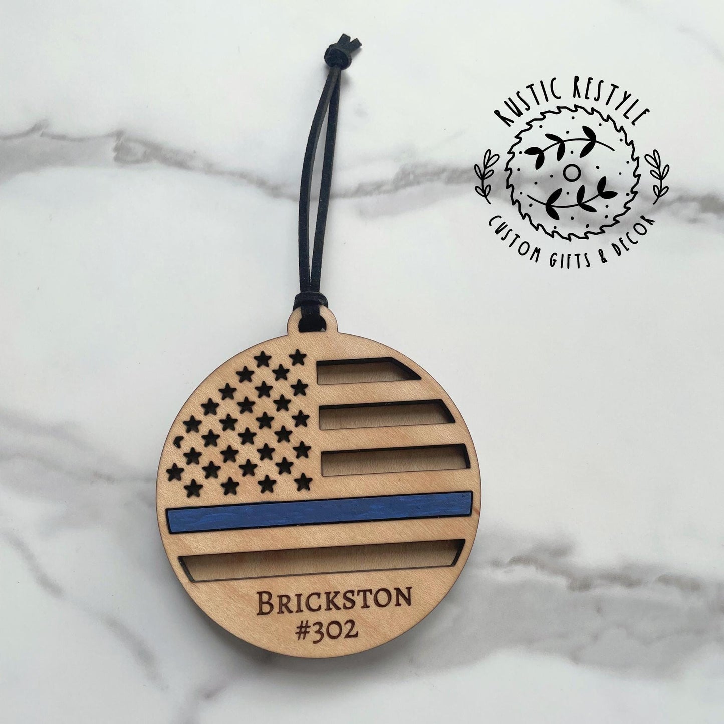 First responder Ornaments, Firemen, and Law enforcement with a red or blue line