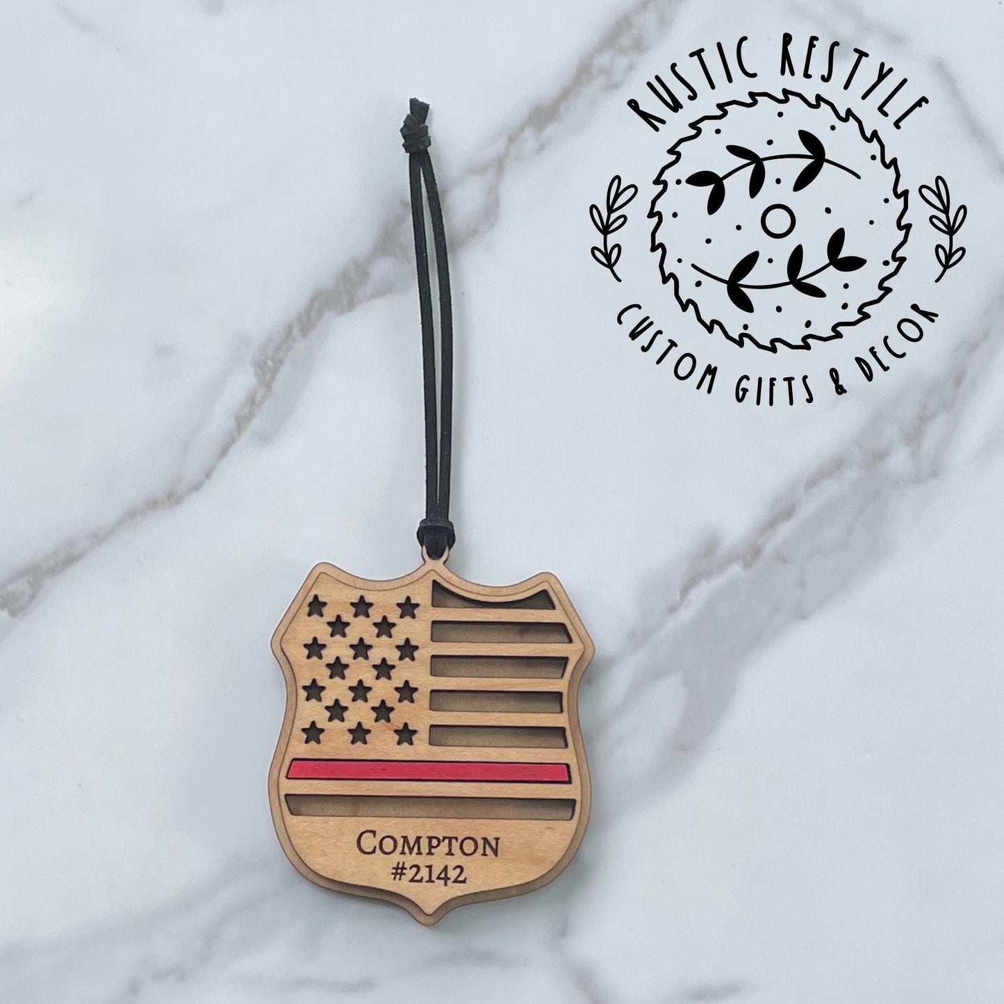 First responder Ornaments, Firemen, and Law enforcement with a red or blue line