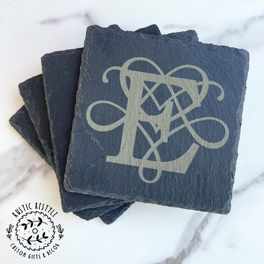 set of 4 Slate Coasters, custom gift
