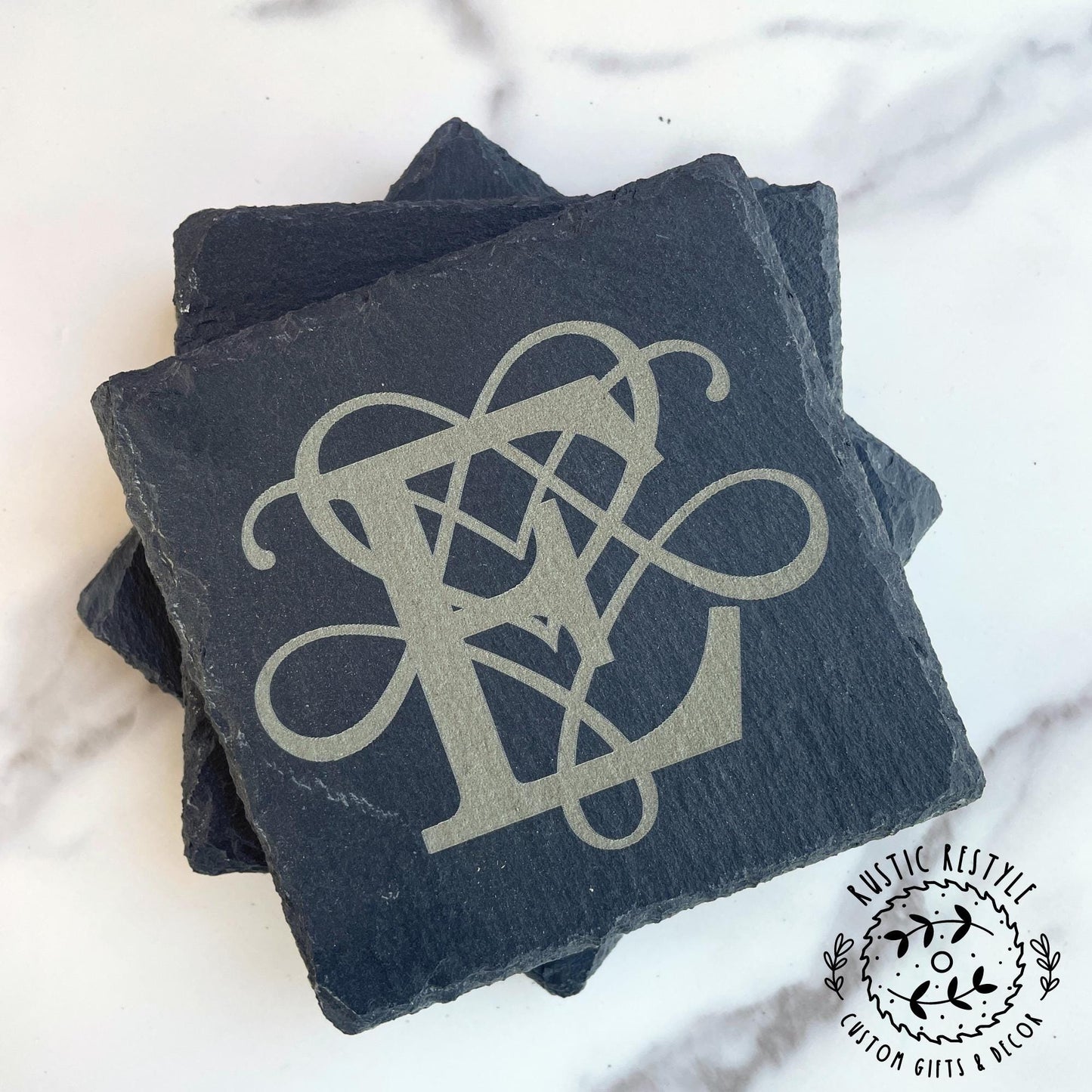 set of 4 Slate Coasters, custom gift