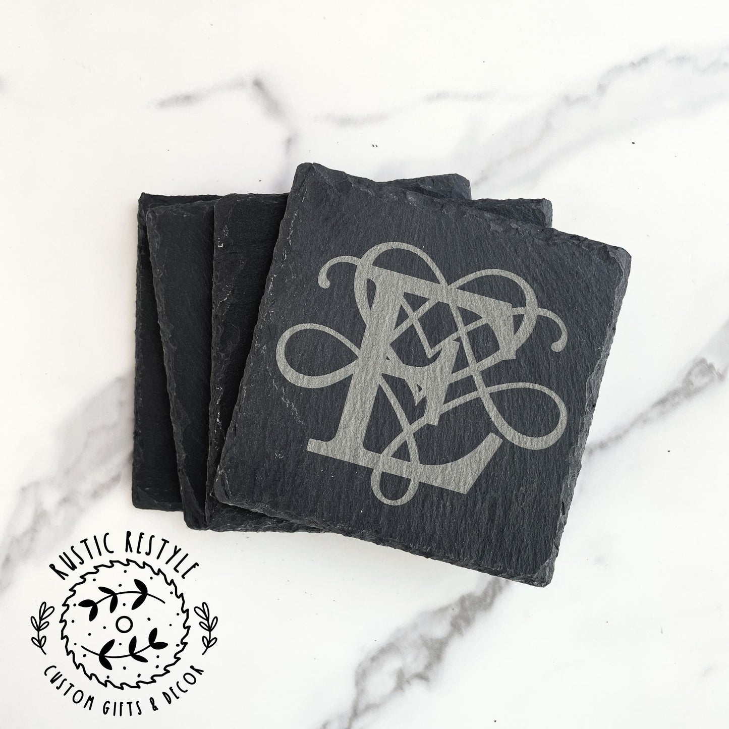 set of 4 Slate Coasters, custom gift