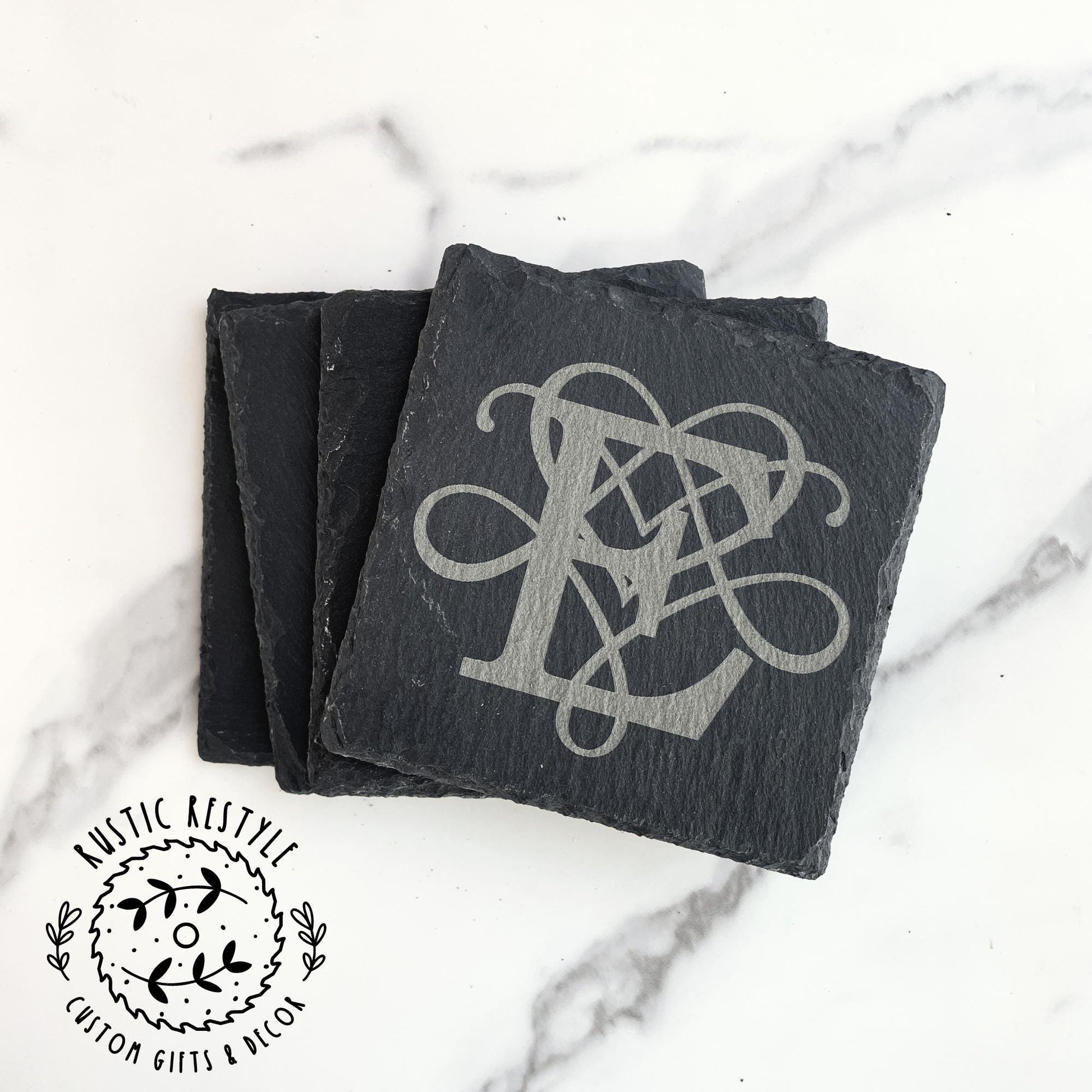 set of 4 Slate Coasters, custom gift