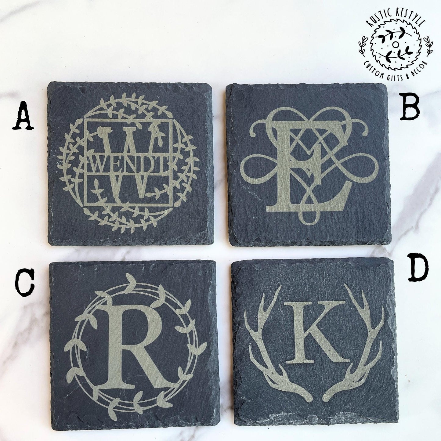 set of 4 Slate Coasters, custom gift