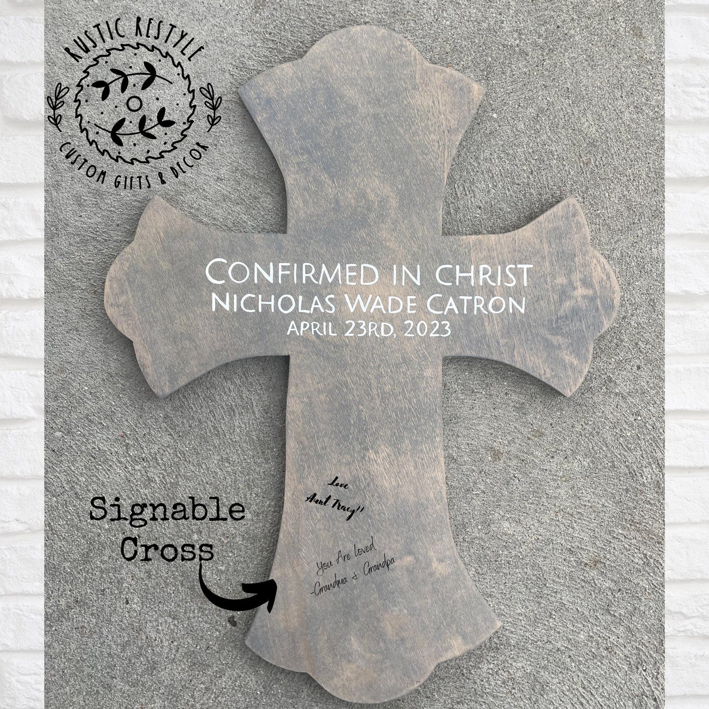 Personalized Wooden Cross for Baptism, Confirmation, Christian Keepsake Gift, Signable