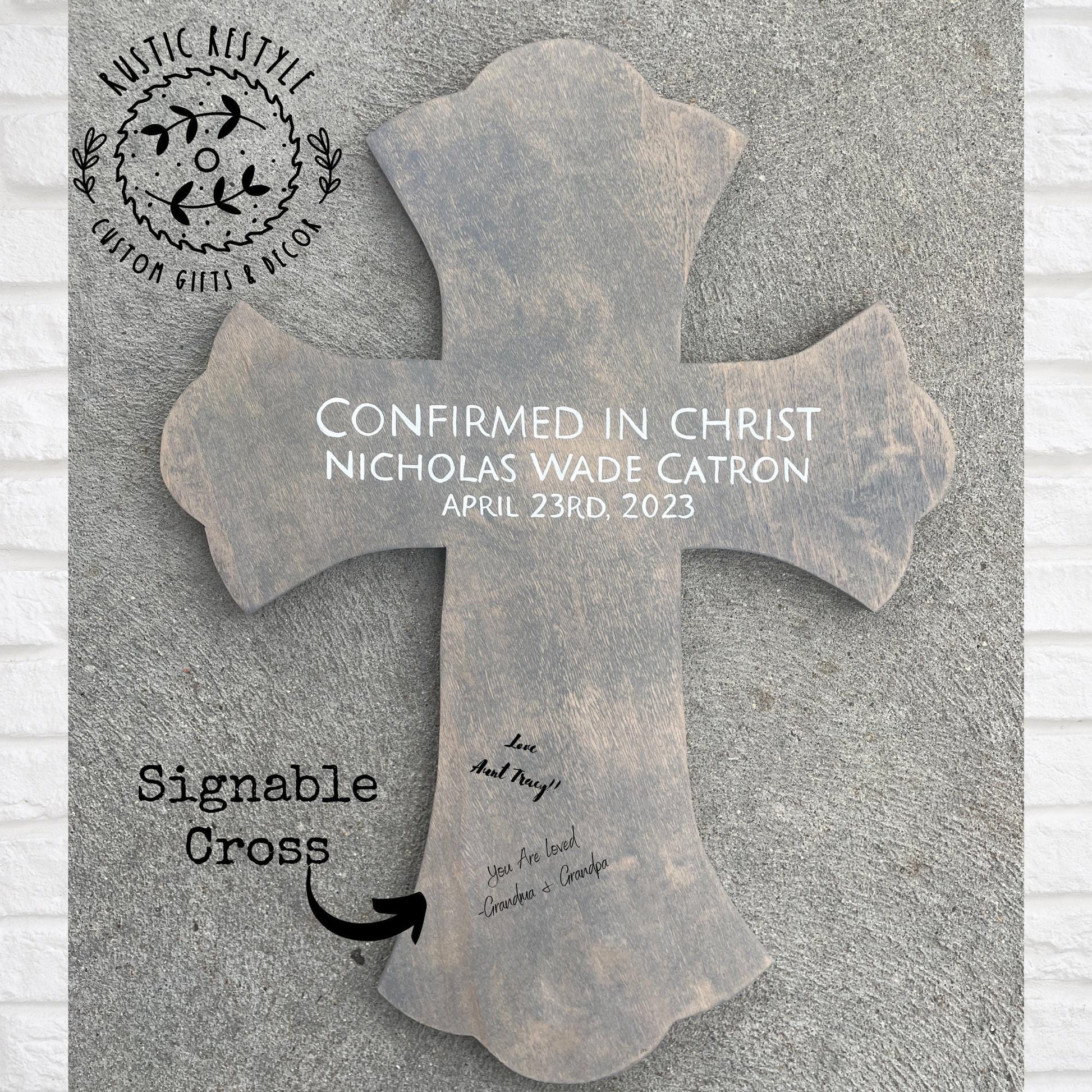 Personalized Wooden Cross for Baptism, Confirmation, Christian Keepsake Gift, Signable
