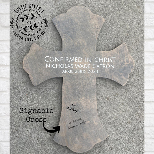 Personalized Wooden Cross for Baptism, Confirmation, Christian Keepsake Gift, Signable