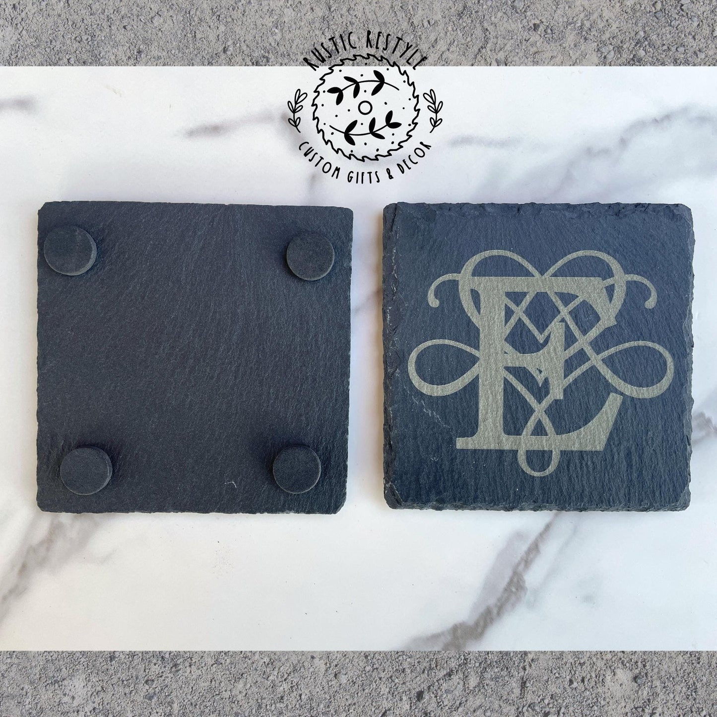 set of 4 Slate Coasters, custom gift