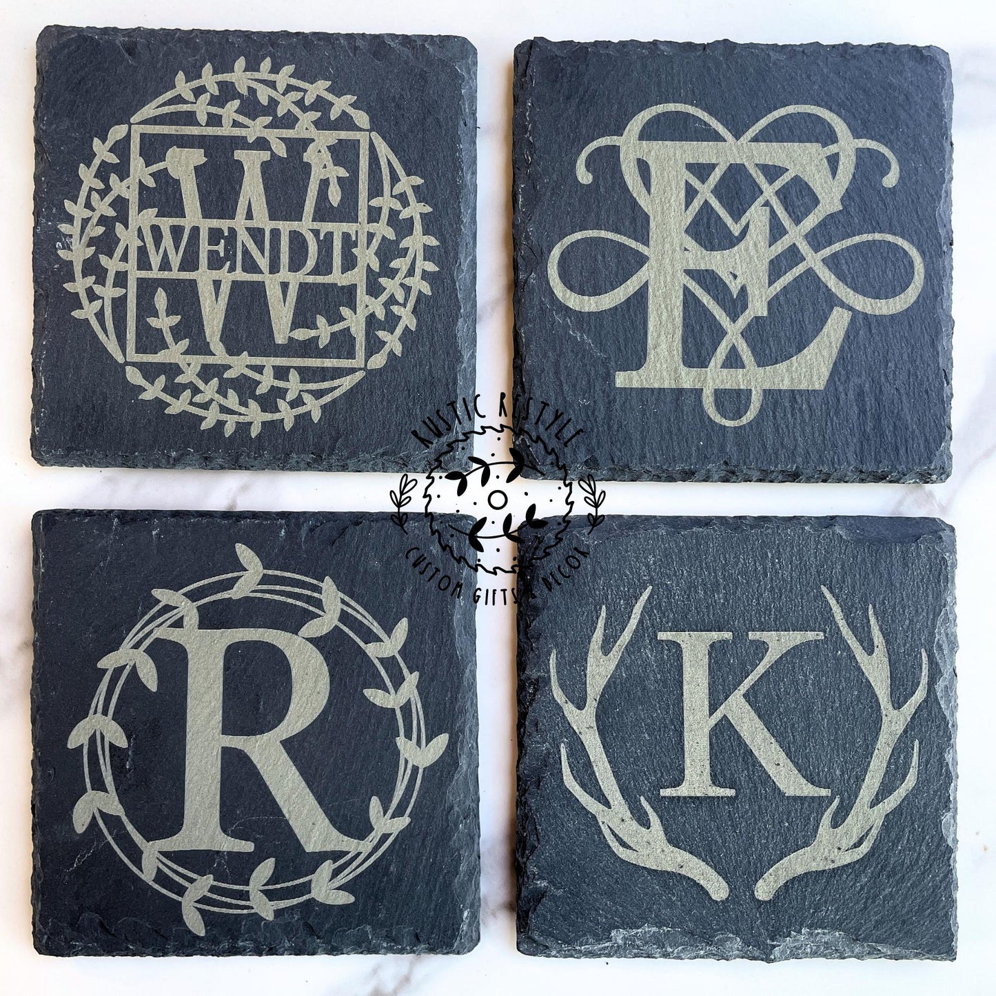set of 4 Slate Coasters, custom gift
