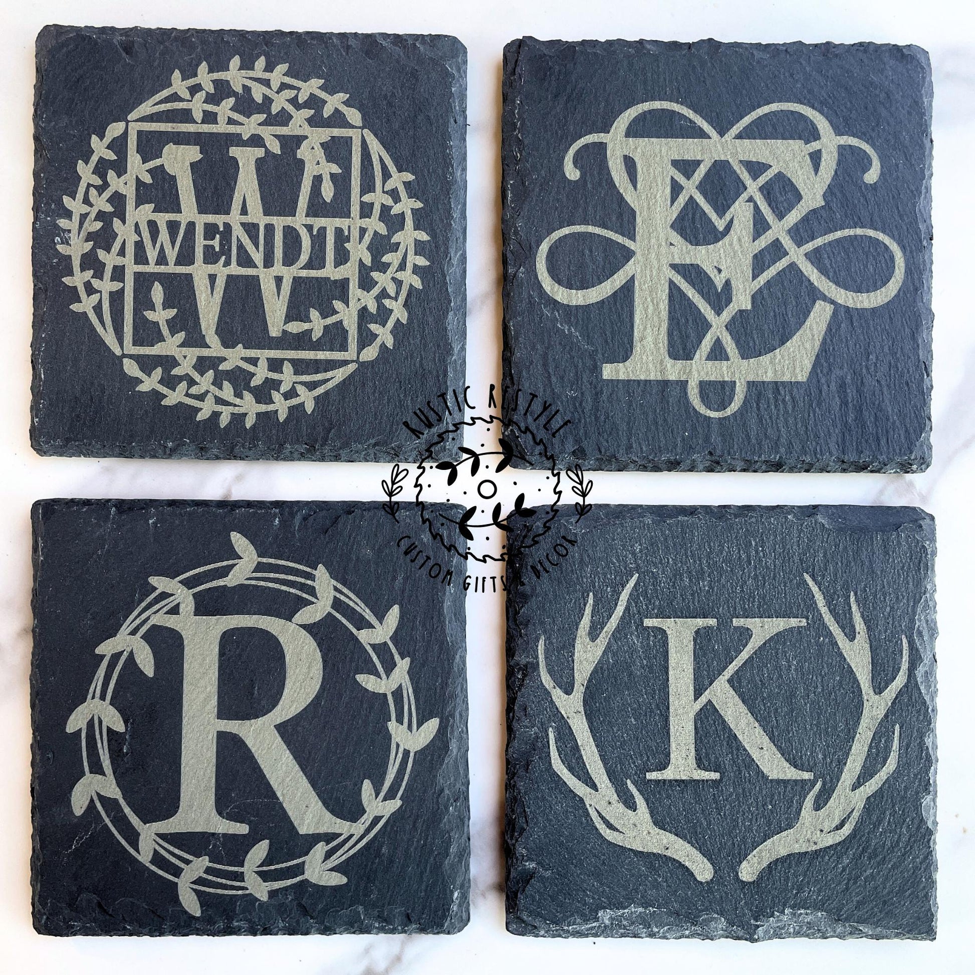 set of 4 Slate Coasters, custom gift