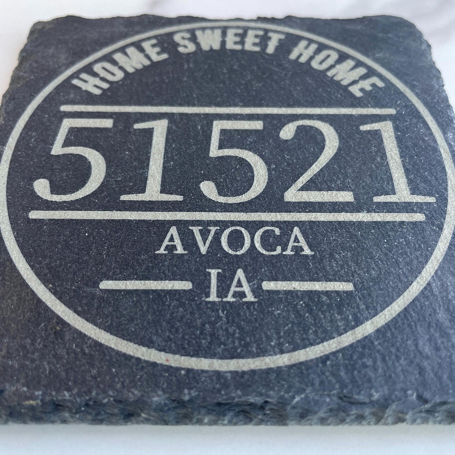 Personalized Zip code Stone Drinkware Coasters for Home Decor - Set of 4 Custom Gifts