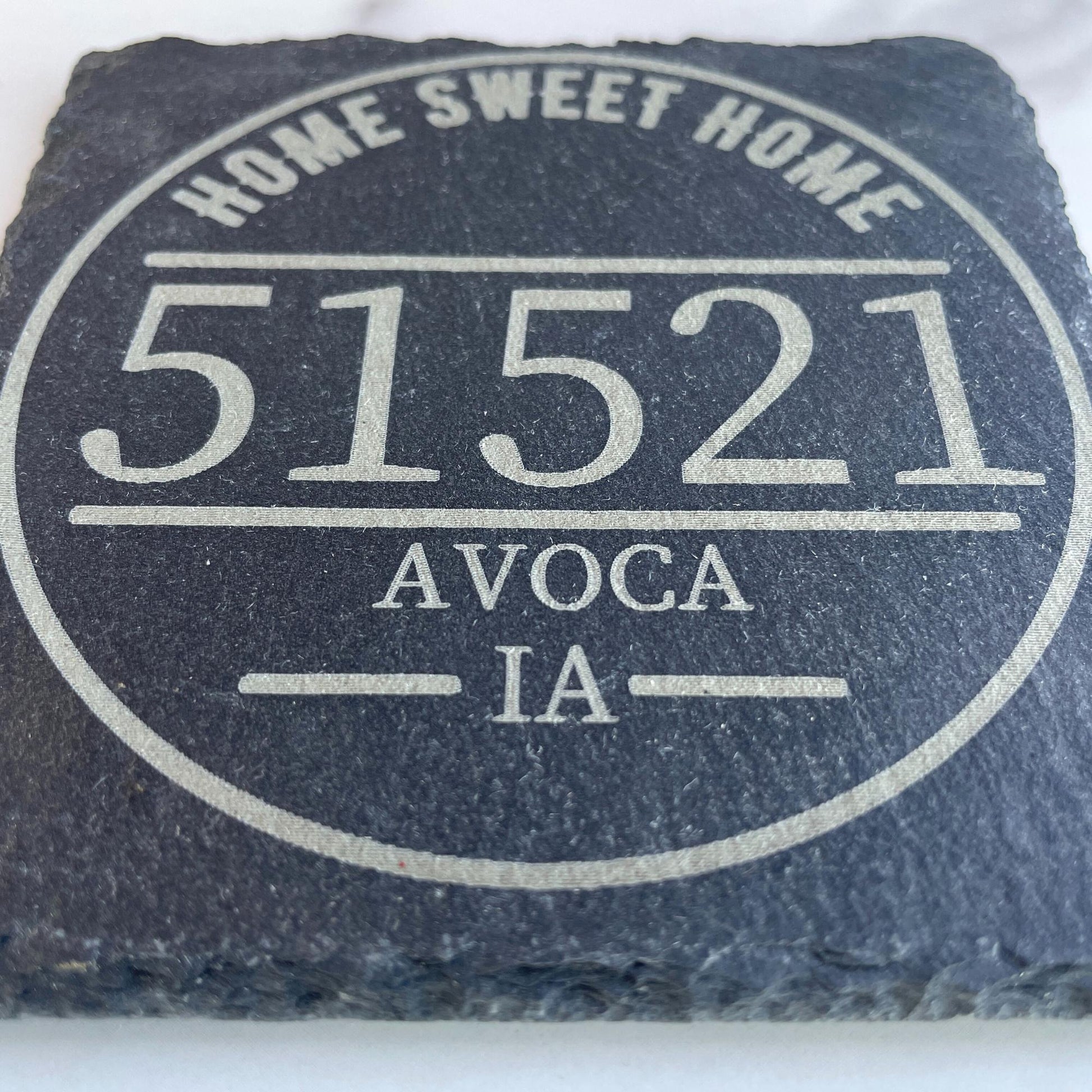 Personalized Zip code Stone Drinkware Coasters for Home Decor - Set of 4 Custom Gifts