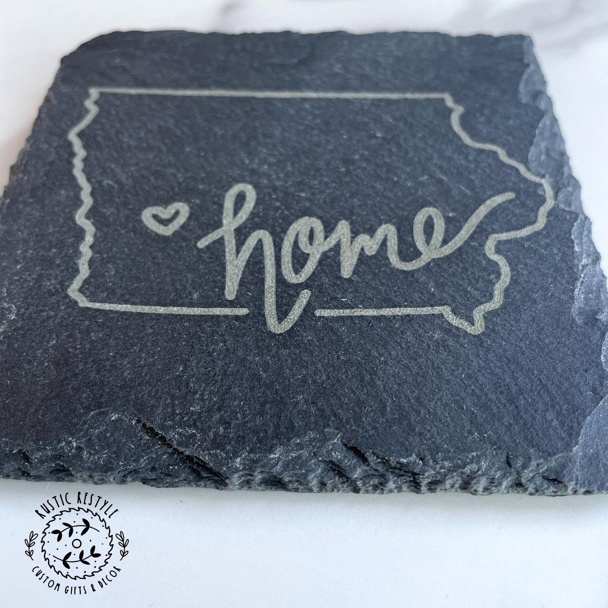 set of 4 Slate Coasters, custom home state gift