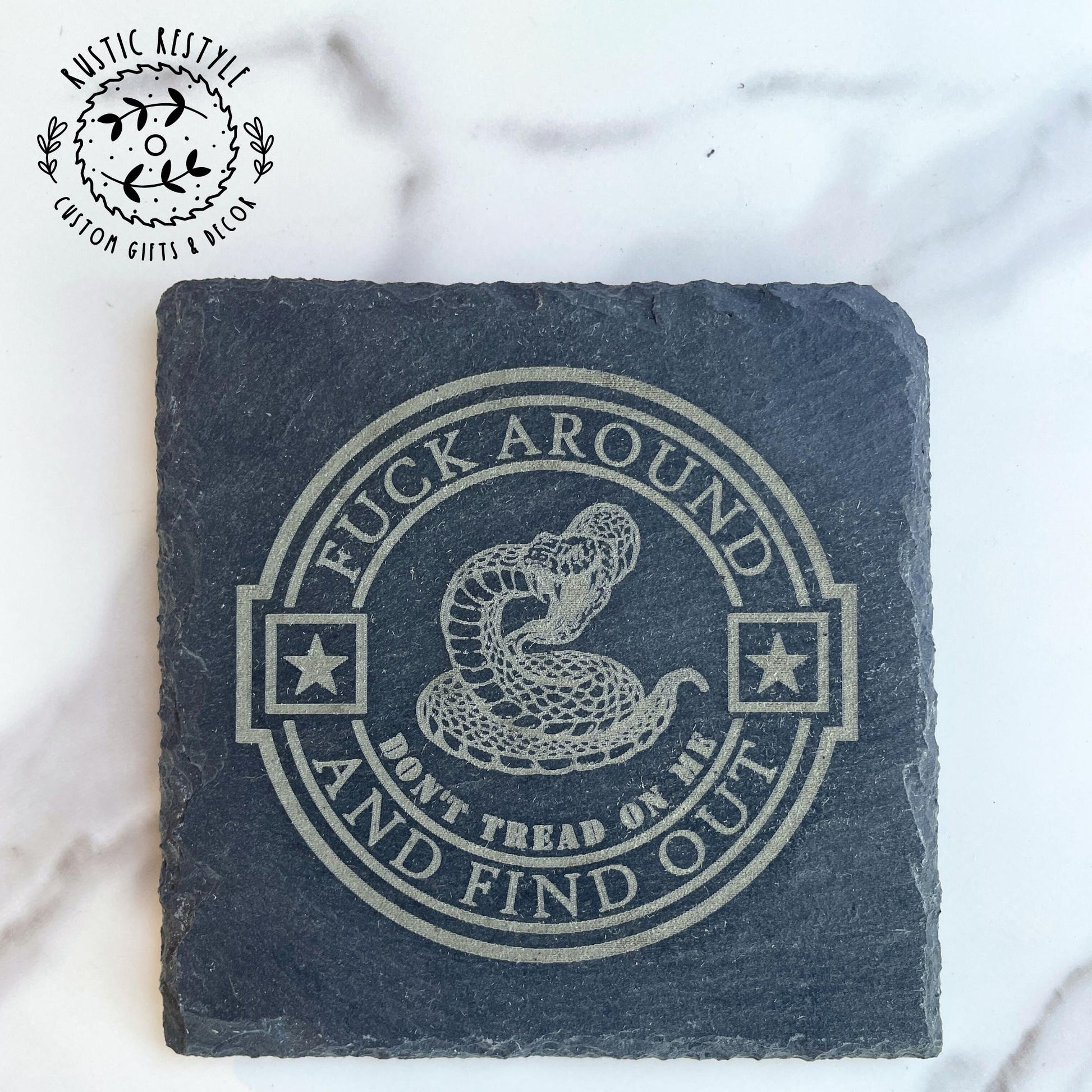 FAFO,Fuck around and find out set of 4 Slate Coasters, custom gift