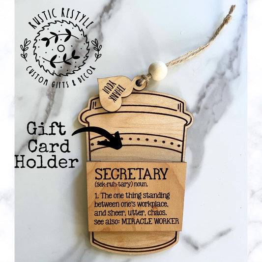 Secretary coffee cup ornament gift card holder Customizable office decoration gift for secretaries
