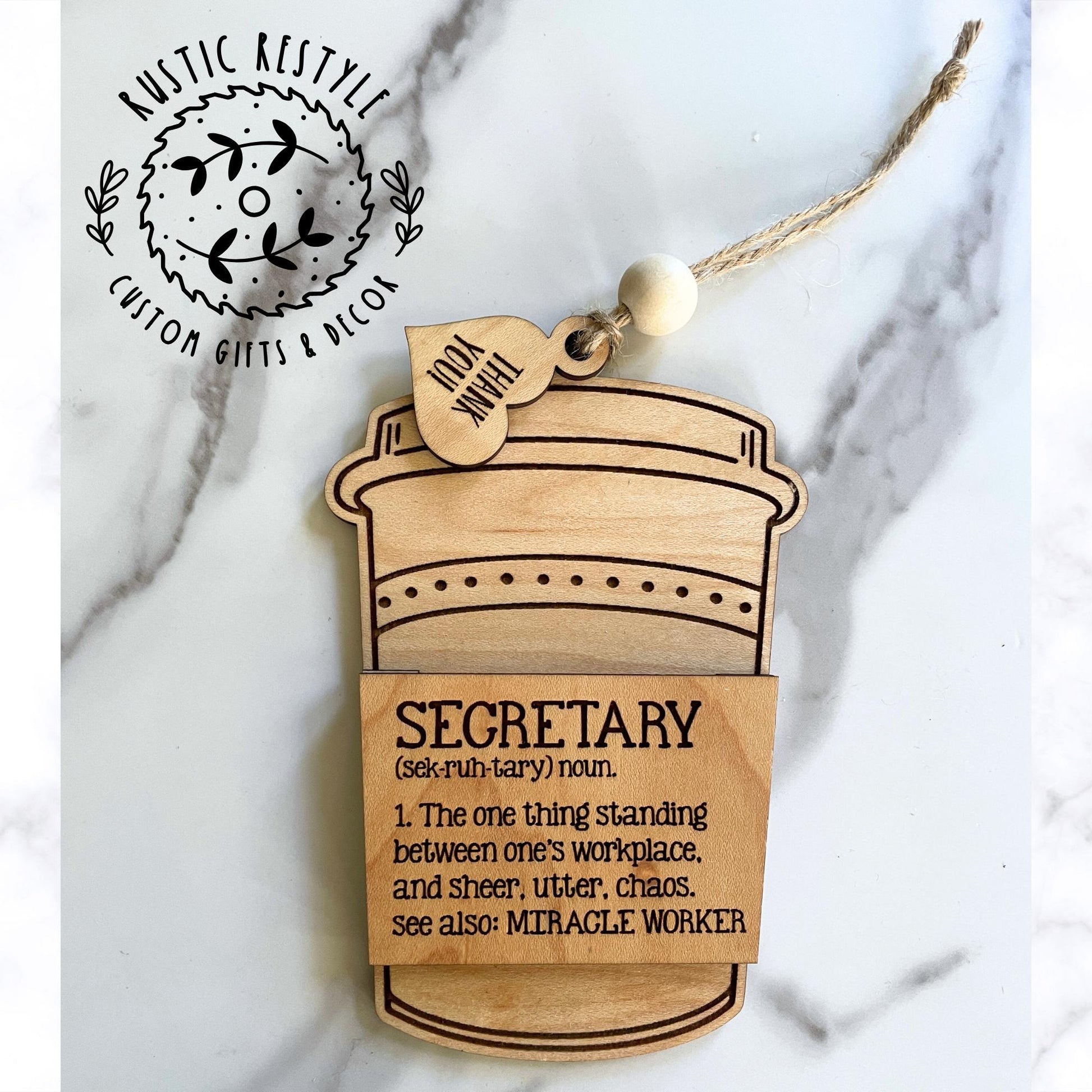 Secretary coffee cup ornament gift card holder Customizable office decoration gift for secretaries