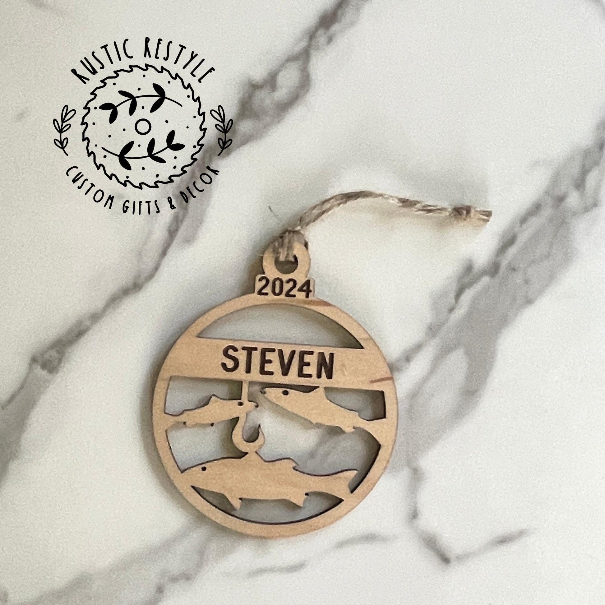 Fishing bobber ornament, Personalized fishing bobber with fish Christmas tree ornament