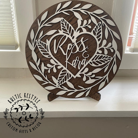 Personalized Wooden Heart plaque Valentine's Day Gift, anniversary, laser cut wood wall decor