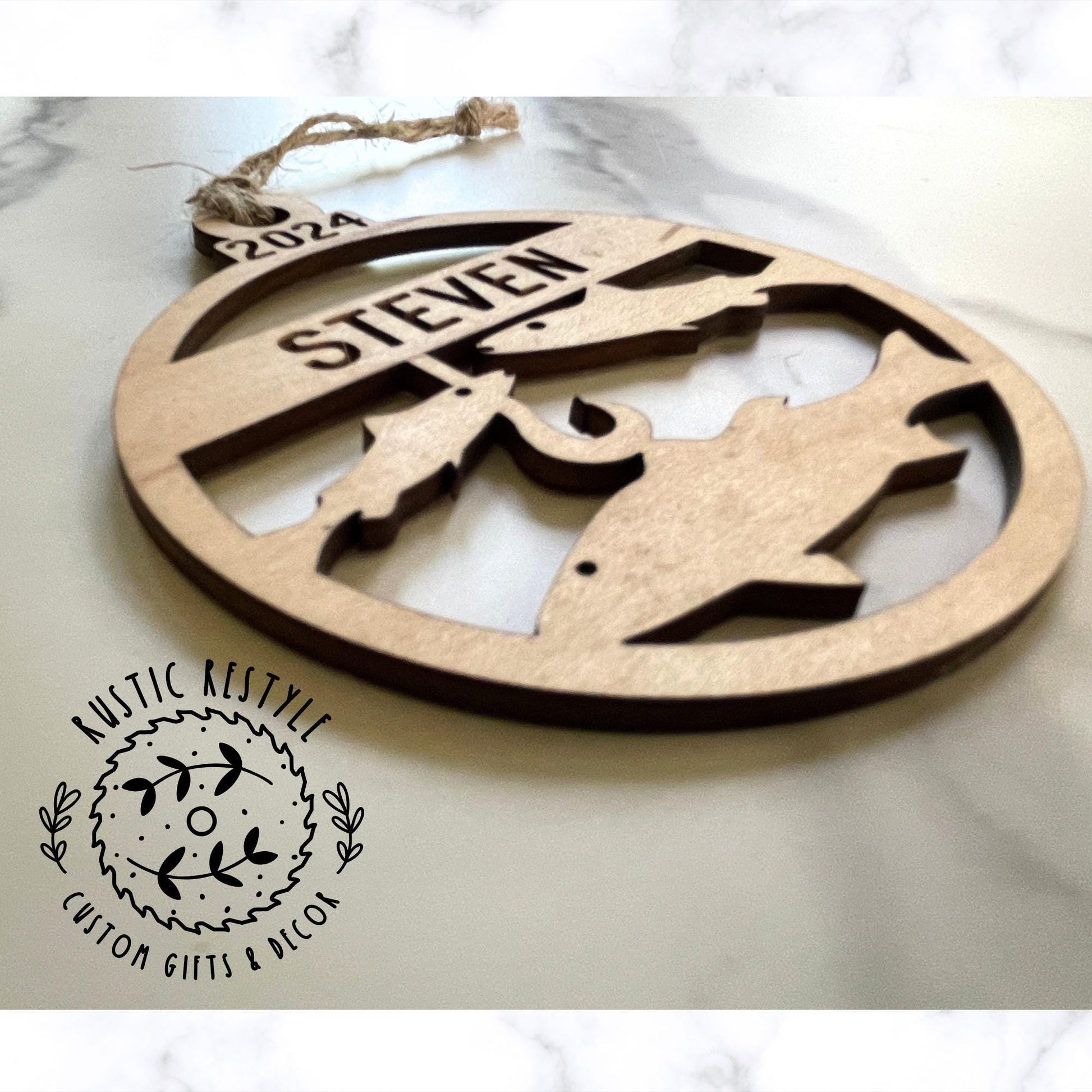 Fishing bobber ornament, Personalized fishing bobber with fish Christmas tree ornament