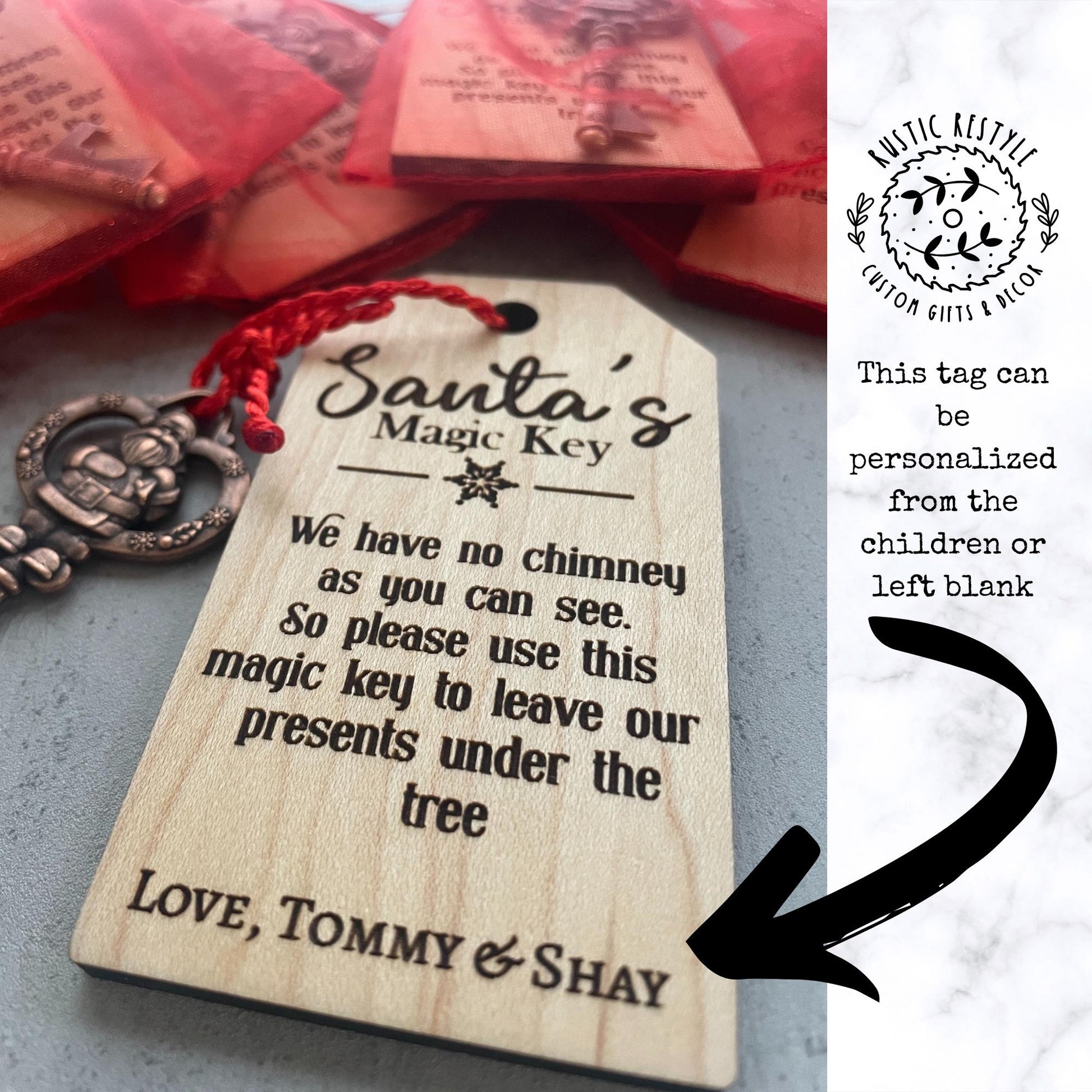 Santa's magic key ornament, Personalised tree ornament, Christmas Eve Gift, Stocking stuffer and filler