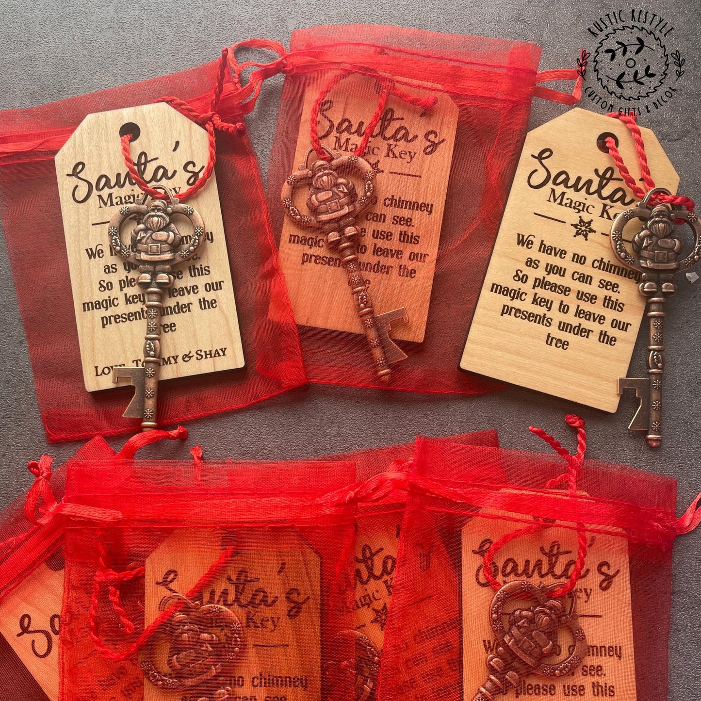 Santa's magic key ornament, Personalised tree ornament, Christmas Eve Gift, Stocking stuffer and filler