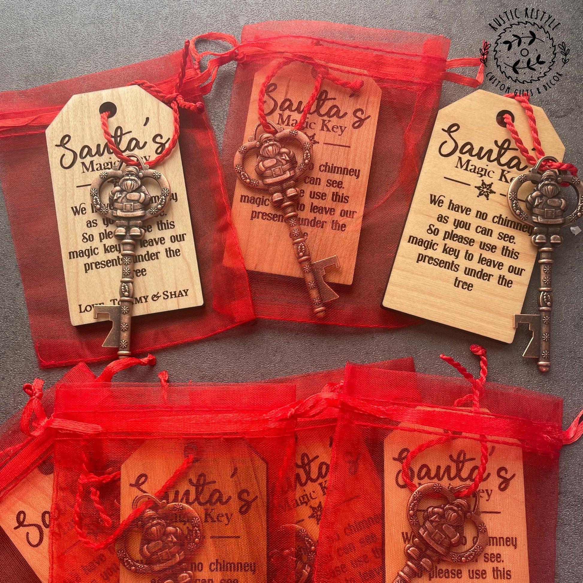 Santa's magic key ornament, Personalised tree ornament, Christmas Eve Gift, Stocking stuffer and filler