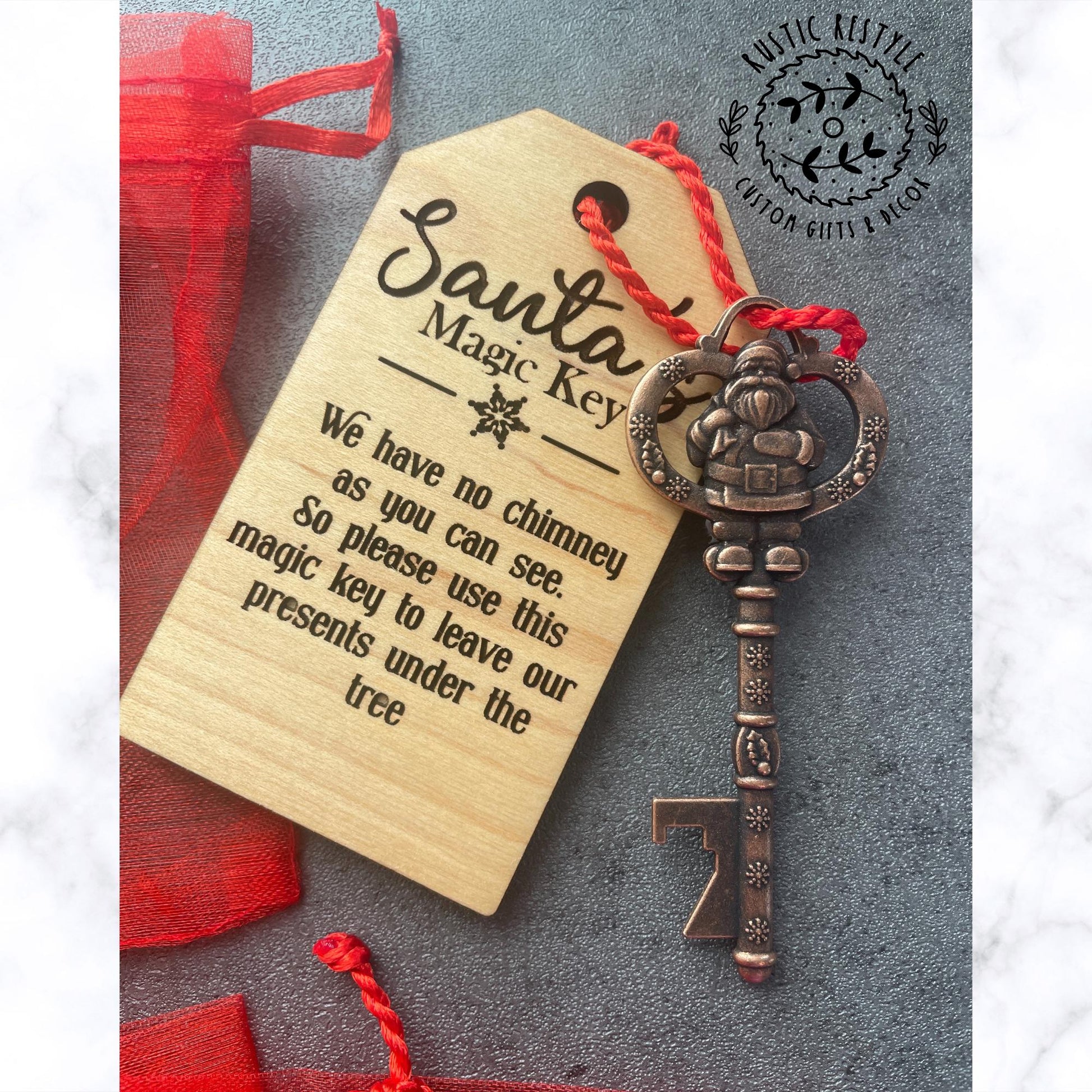 Santa's magic key ornament, Personalised tree ornament, Christmas Eve Gift, Stocking stuffer and filler