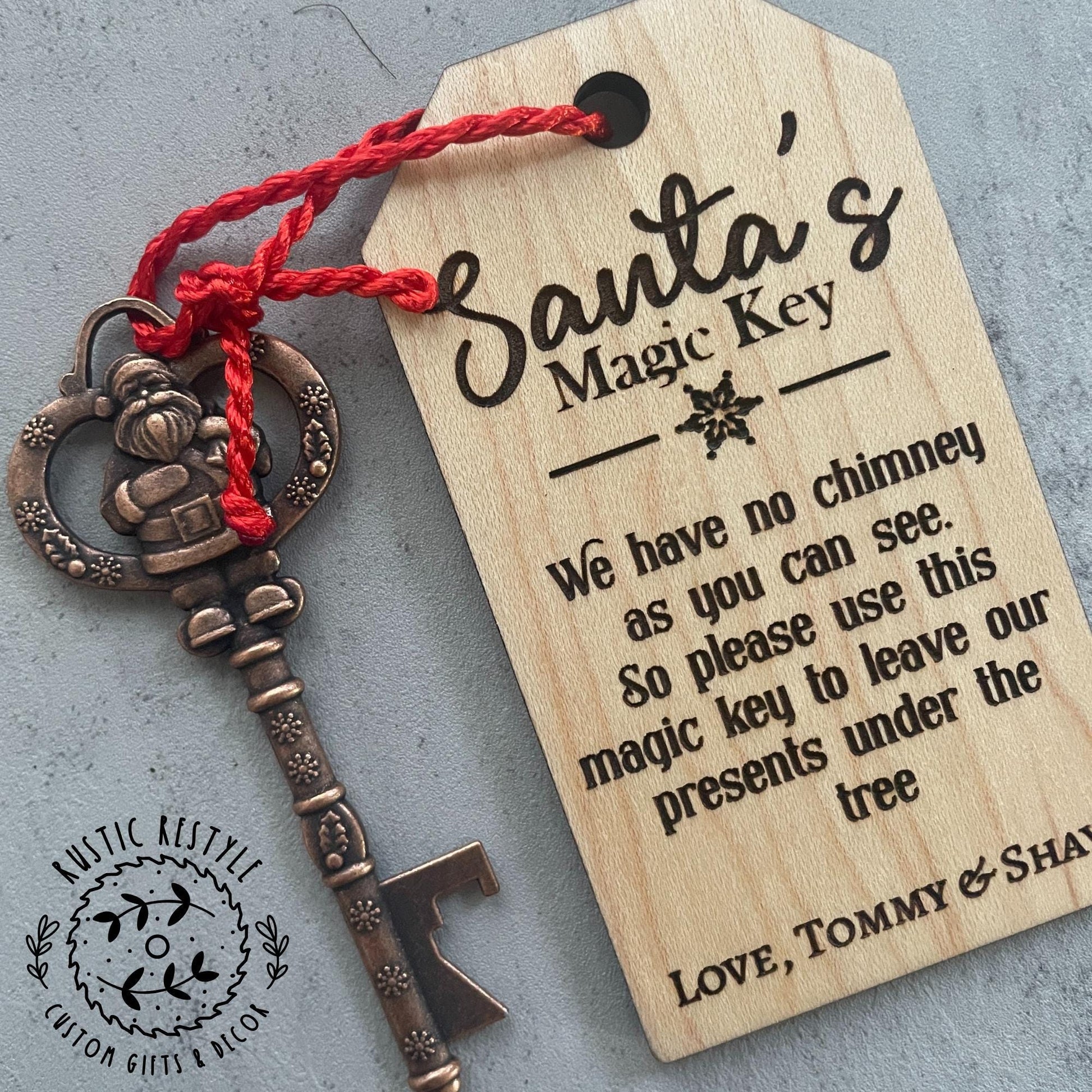 Santa's magic key ornament, Personalised tree ornament, Christmas Eve Gift, Stocking stuffer and filler