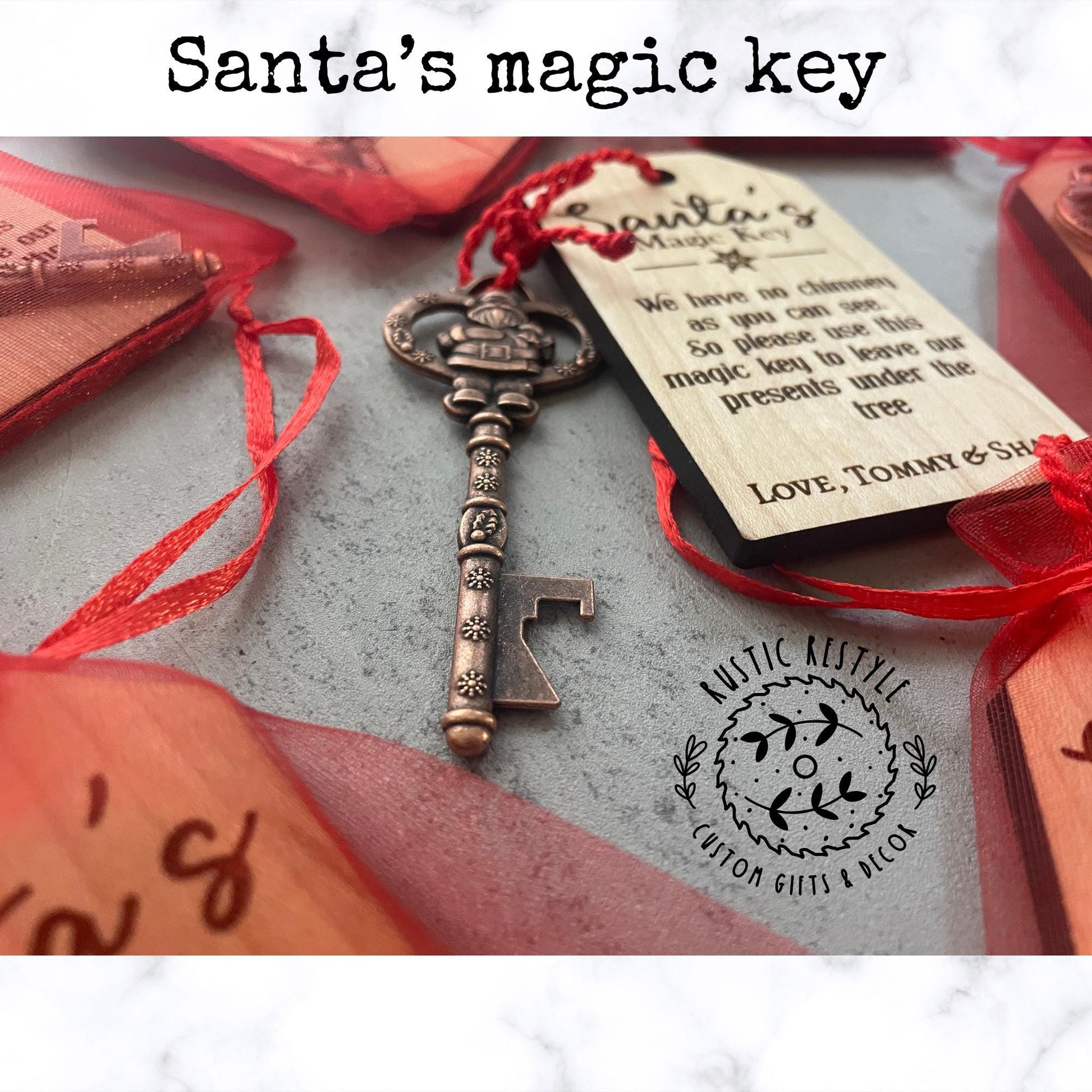 Santa's magic key ornament, Personalised tree ornament, Christmas Eve Gift, Stocking stuffer and filler