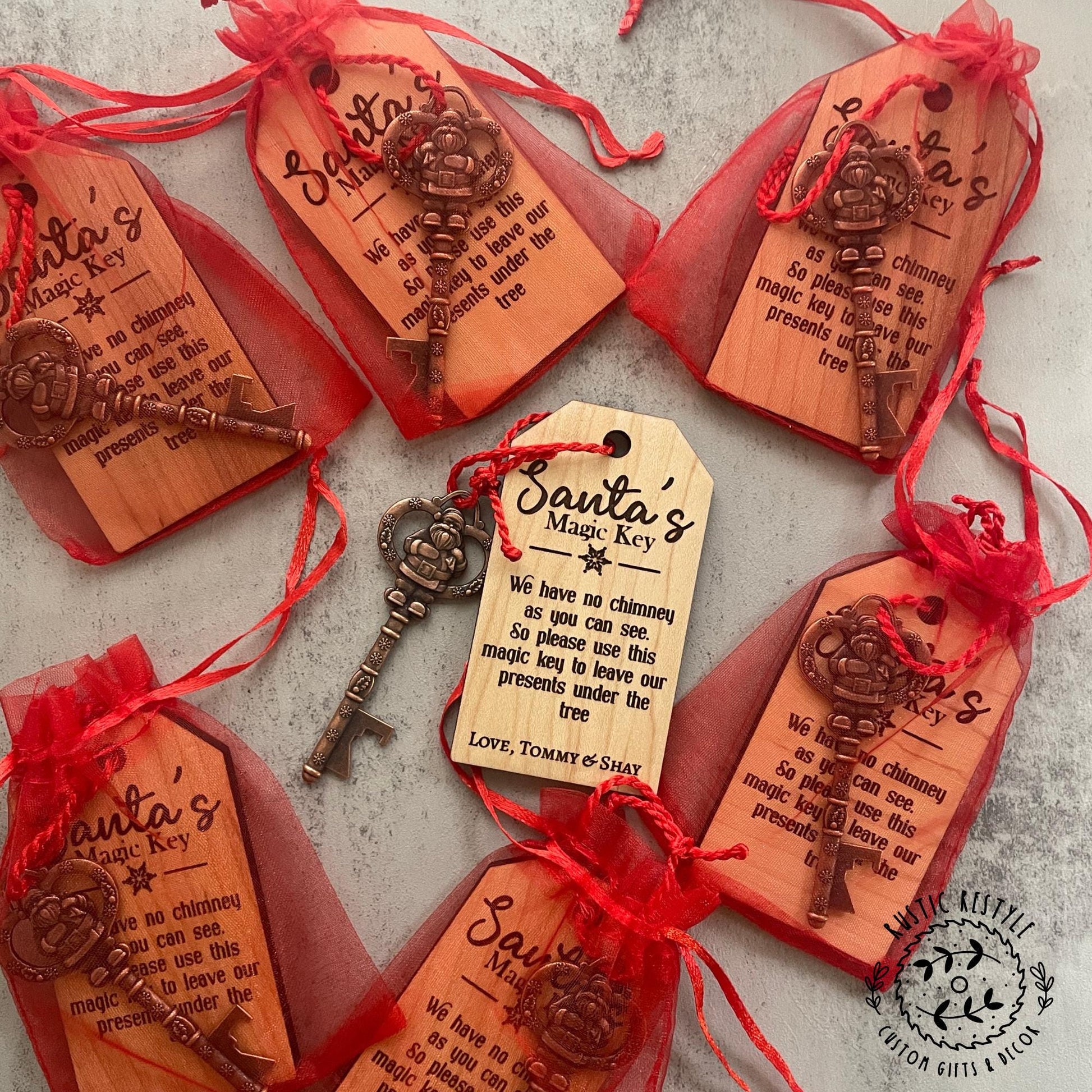 Santa's magic key ornament, Personalised tree ornament, Christmas Eve Gift, Stocking stuffer and filler