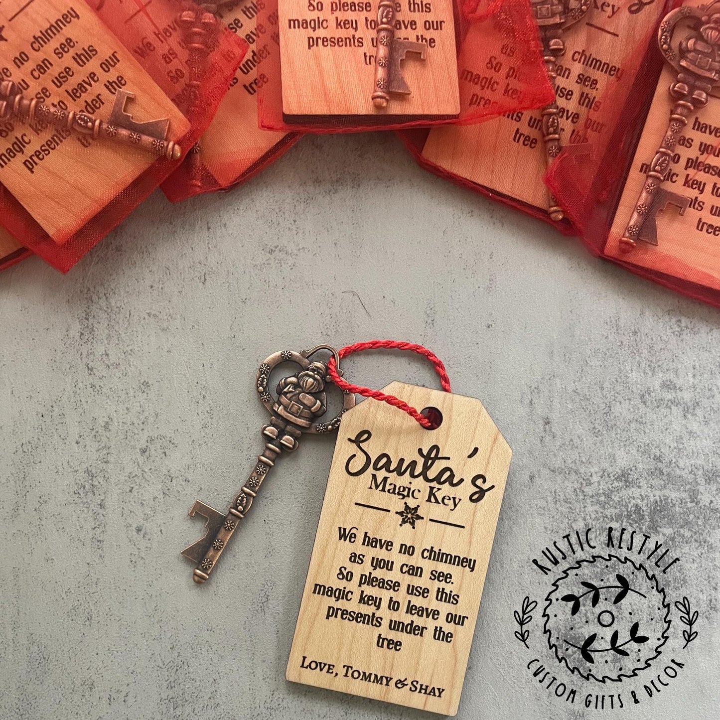 Santa's magic key ornament, Personalised tree ornament, Christmas Eve Gift, Stocking stuffer and filler