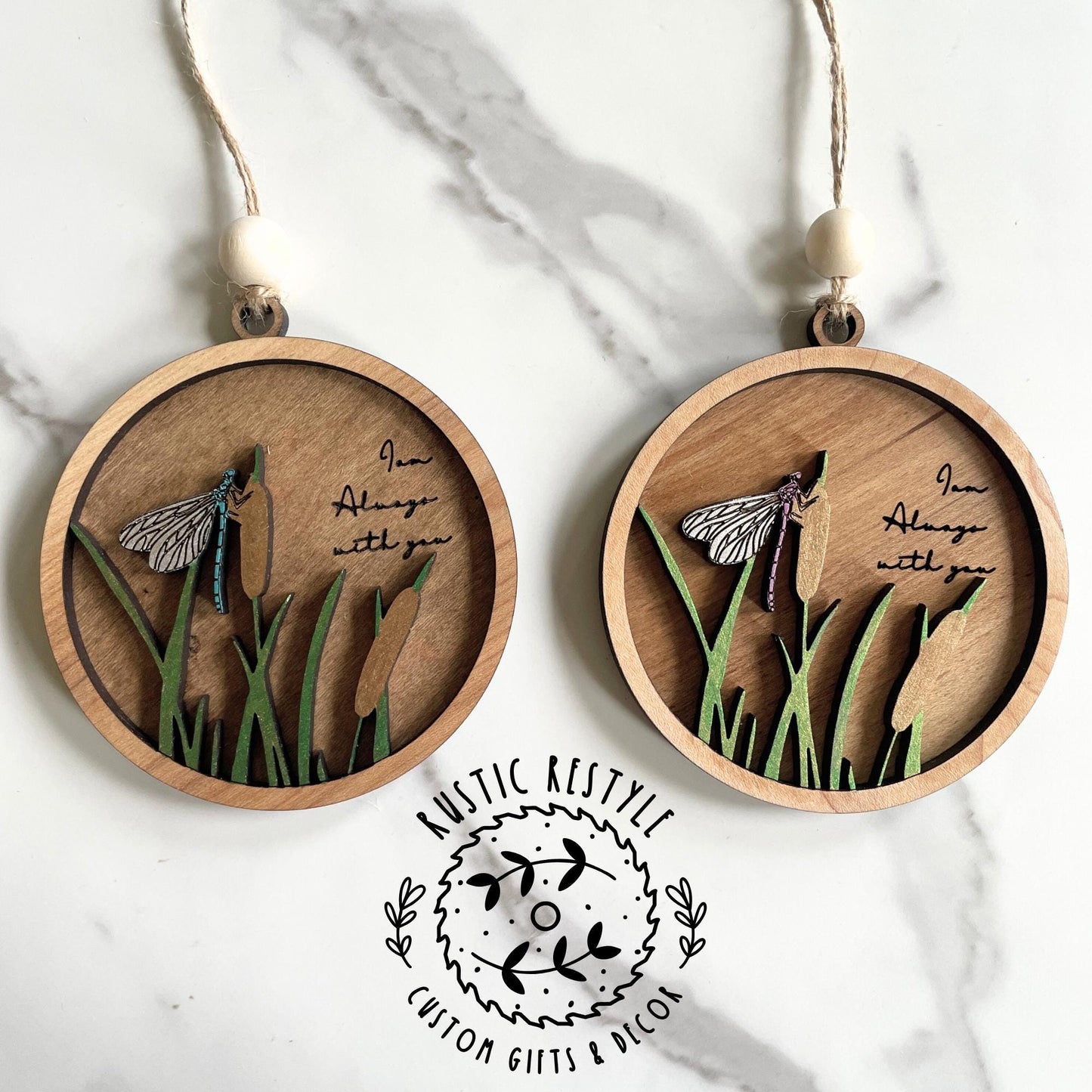 Dragonfly Memorial remembrance ornament "I am always with you"