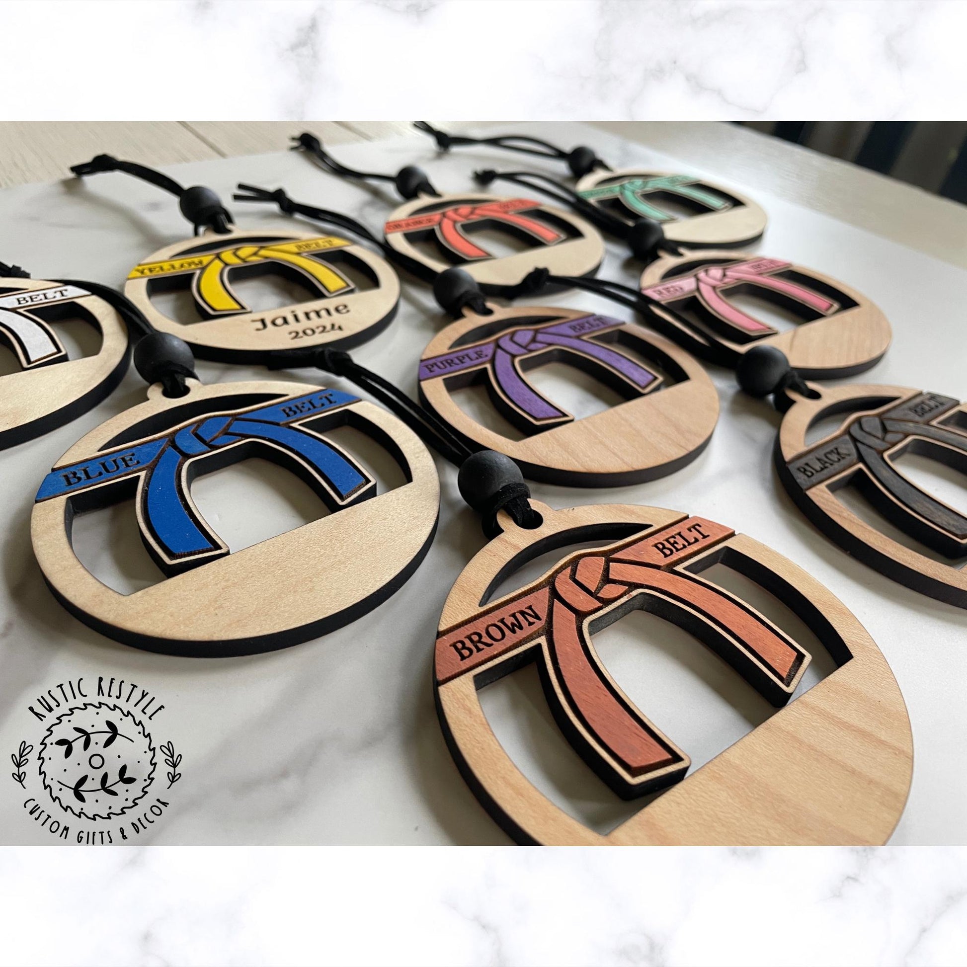 Martial Arts Belts Christmas Ornaments, Personalized karate ornament, custom belts