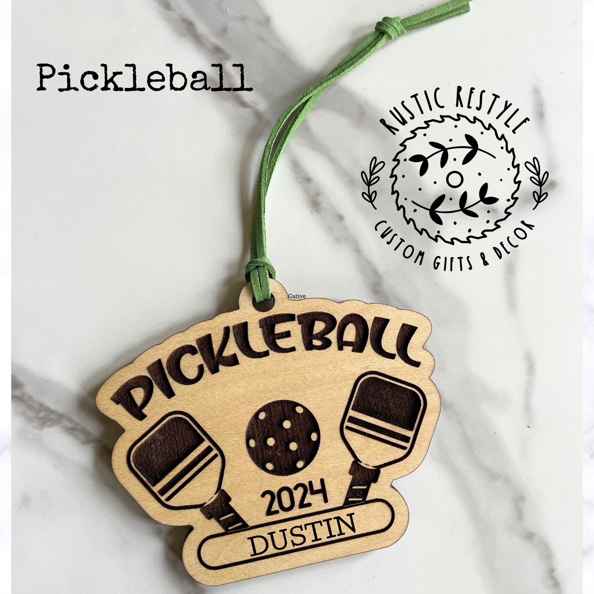 Pickleball Christmas Ornament, Personalized pickleball paddle and ball ornament