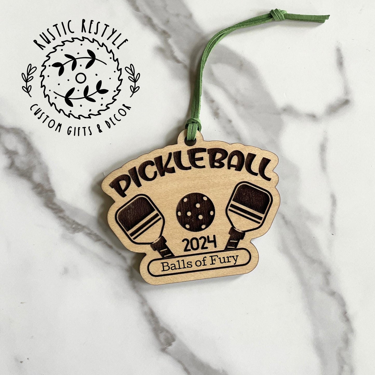 Pickleball Christmas Ornament, Personalized pickleball paddle and ball ornament