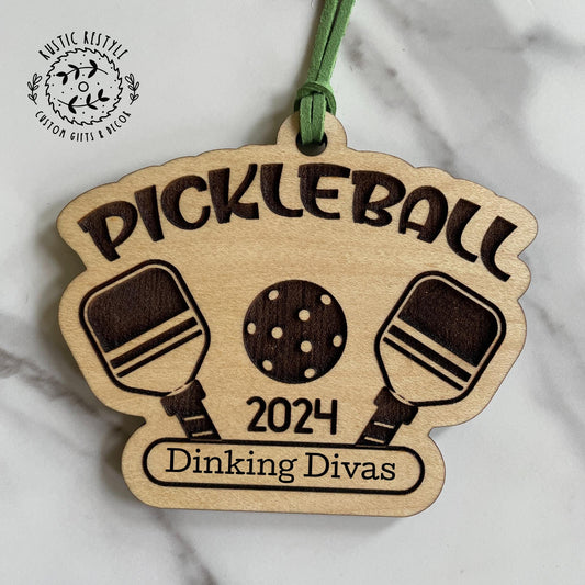 Pickleball Christmas Ornament, Personalized pickleball paddle and ball ornament