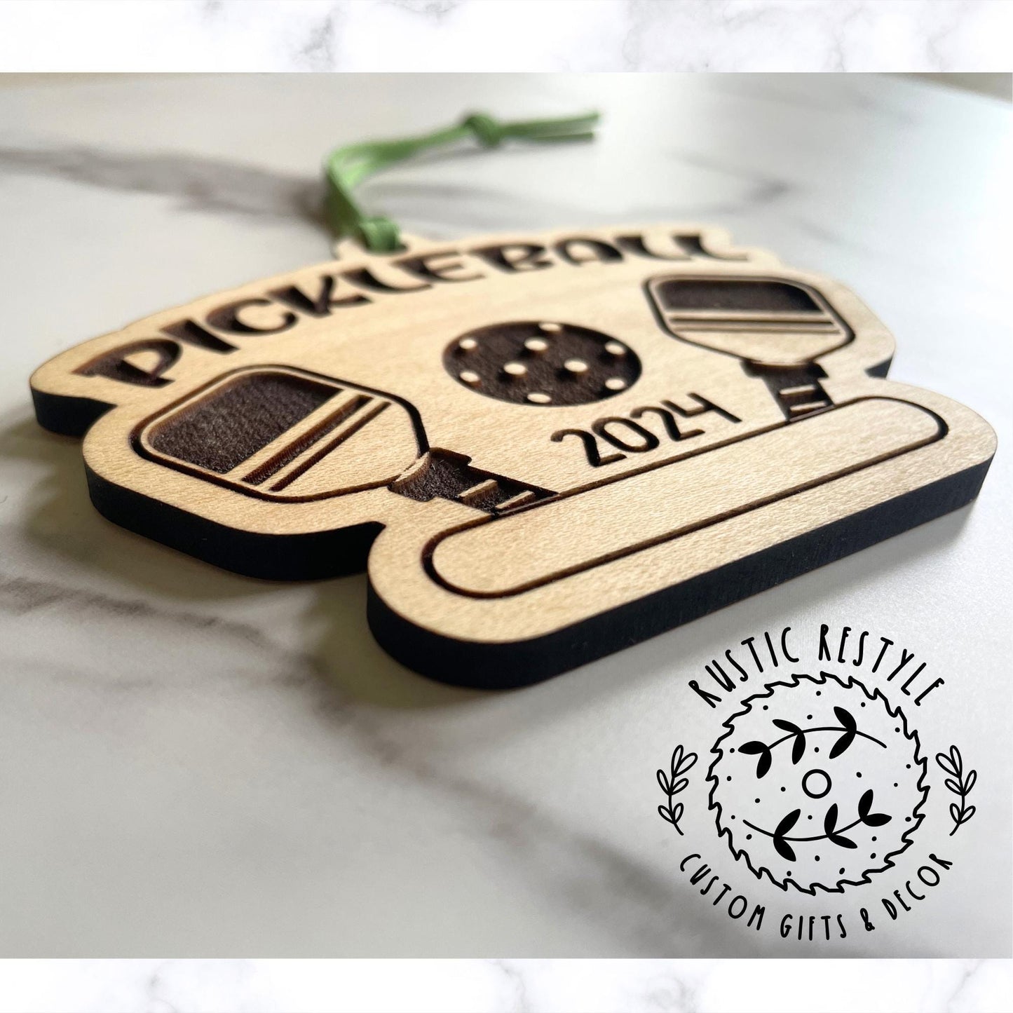 Pickleball Christmas Ornament, Personalized pickleball paddle and ball ornament