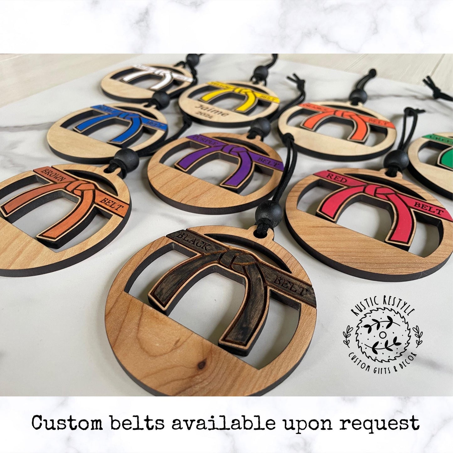 Martial Arts Belts Christmas Ornaments, Personalized karate ornament, custom belts