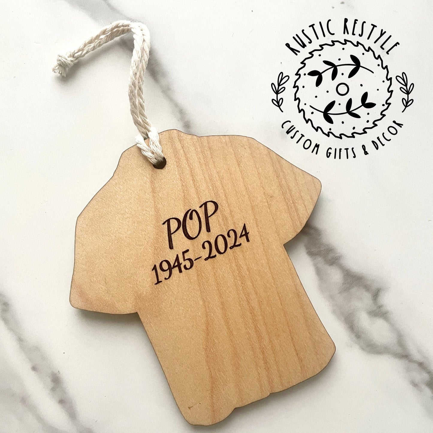 Hawaiian shirt Ornament, Personalized wood handpainted shirt ornament memorial