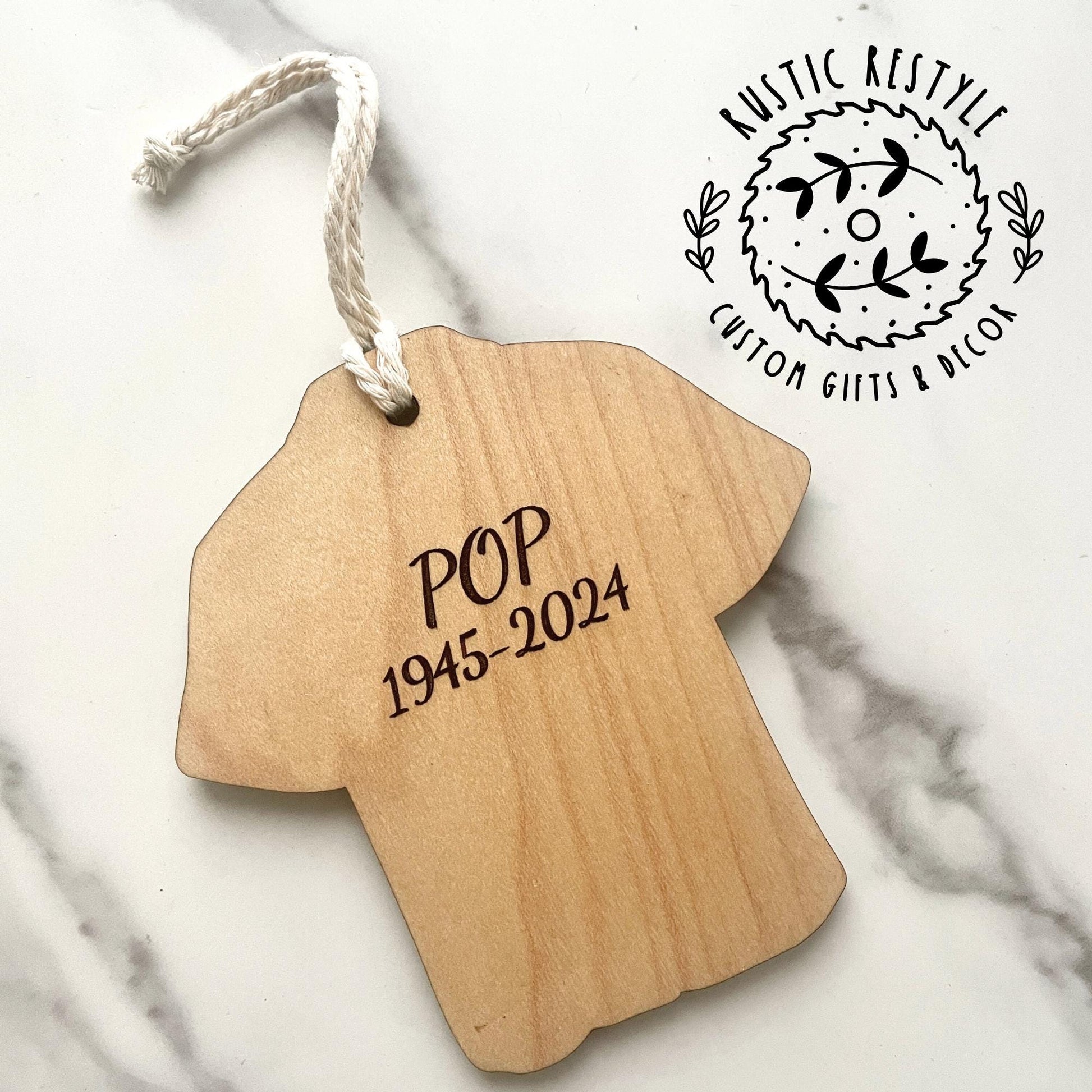 Hawaiian shirt Ornament, Personalized wood handpainted shirt ornament memorial