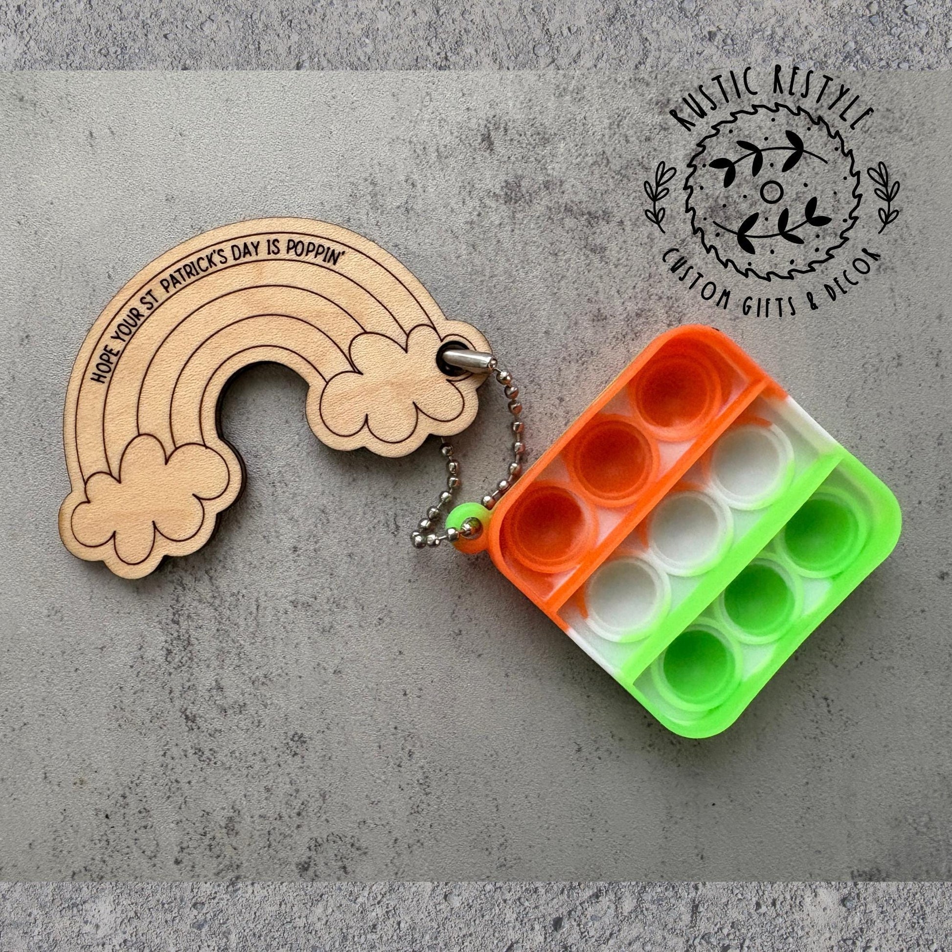 St Patrick's Day Pop-its favors, wooden kids prize St Paddy's Day gift
