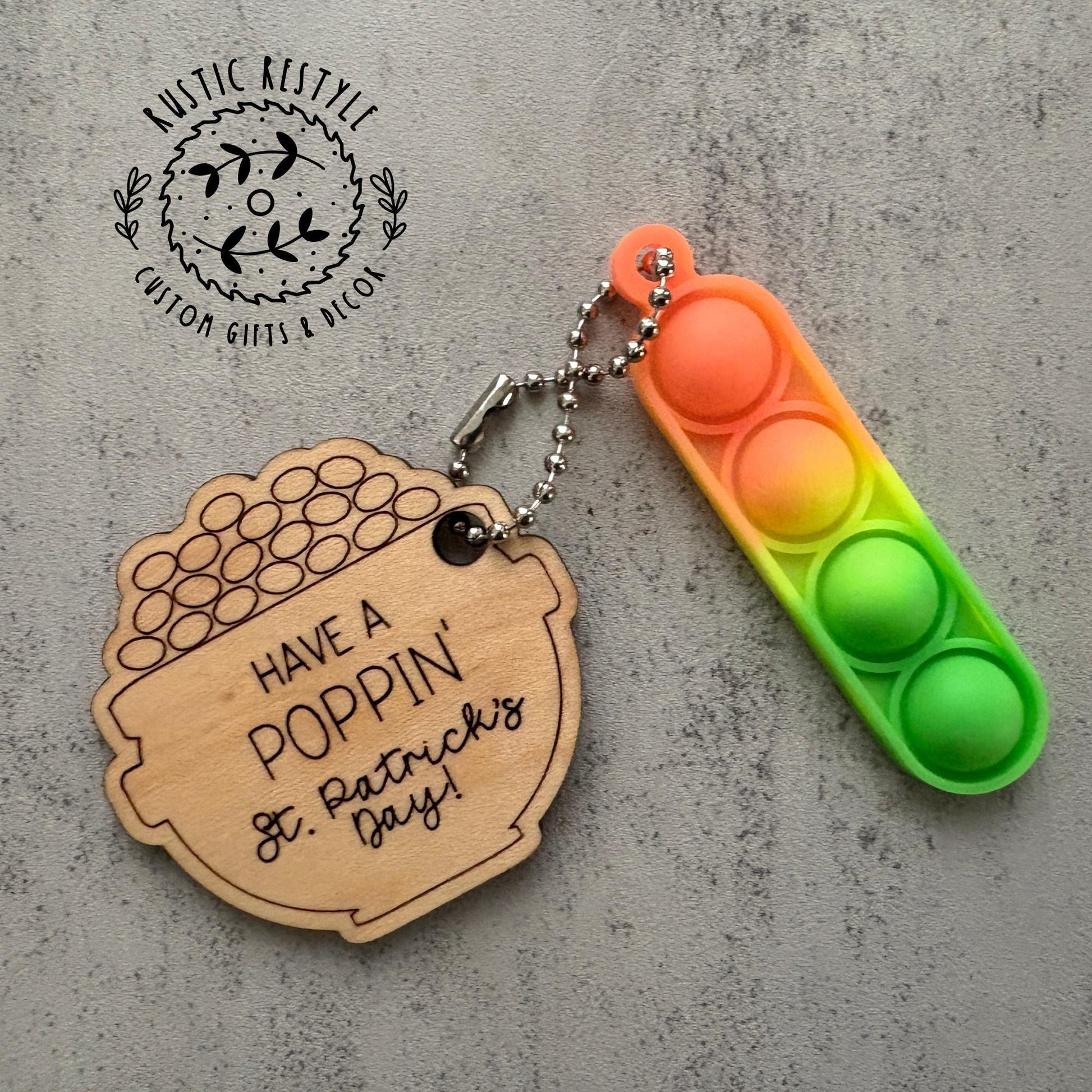 St Patrick's Day Pop-its favors, wooden kids prize St Paddy's Day gift