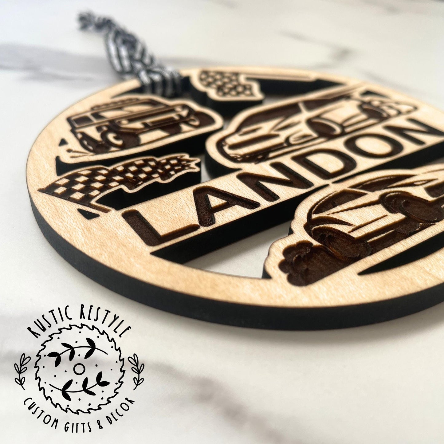 Personalized racing or race track Ornament, racing fan gift