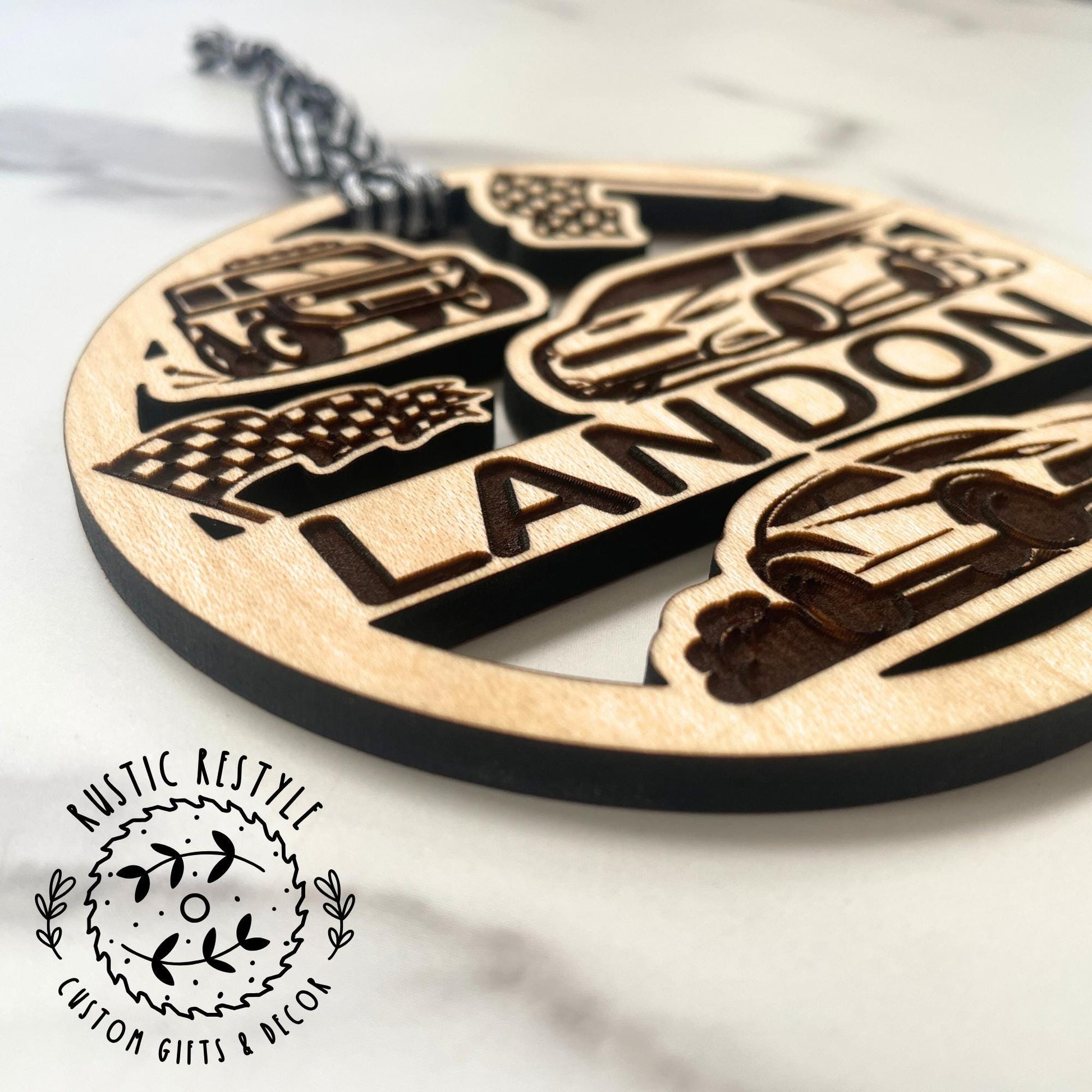 Personalized racing or race track Ornament, racing fan gift