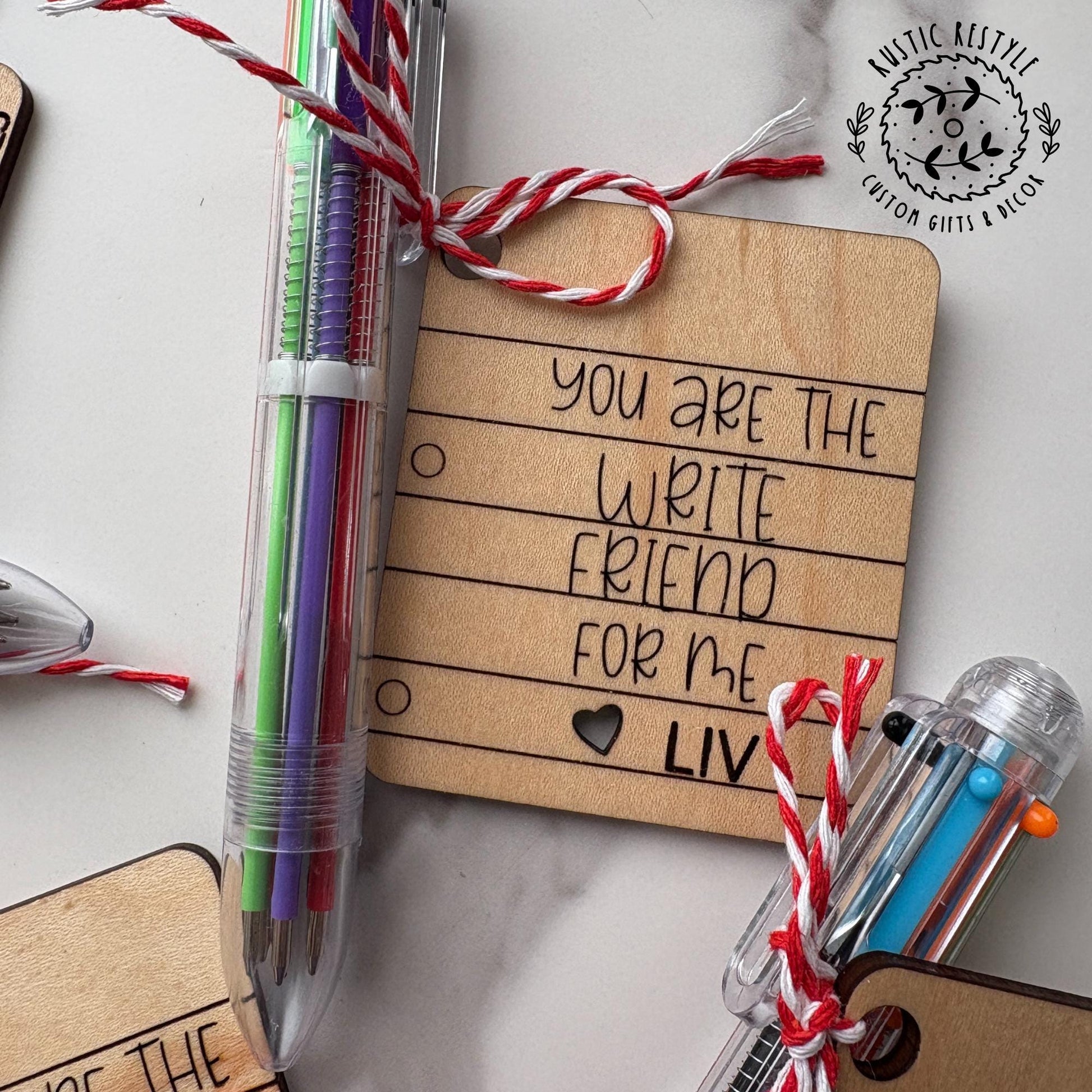 Classroom Multicolor click pen Valentines, Personalized wooden Valentine's Day gift